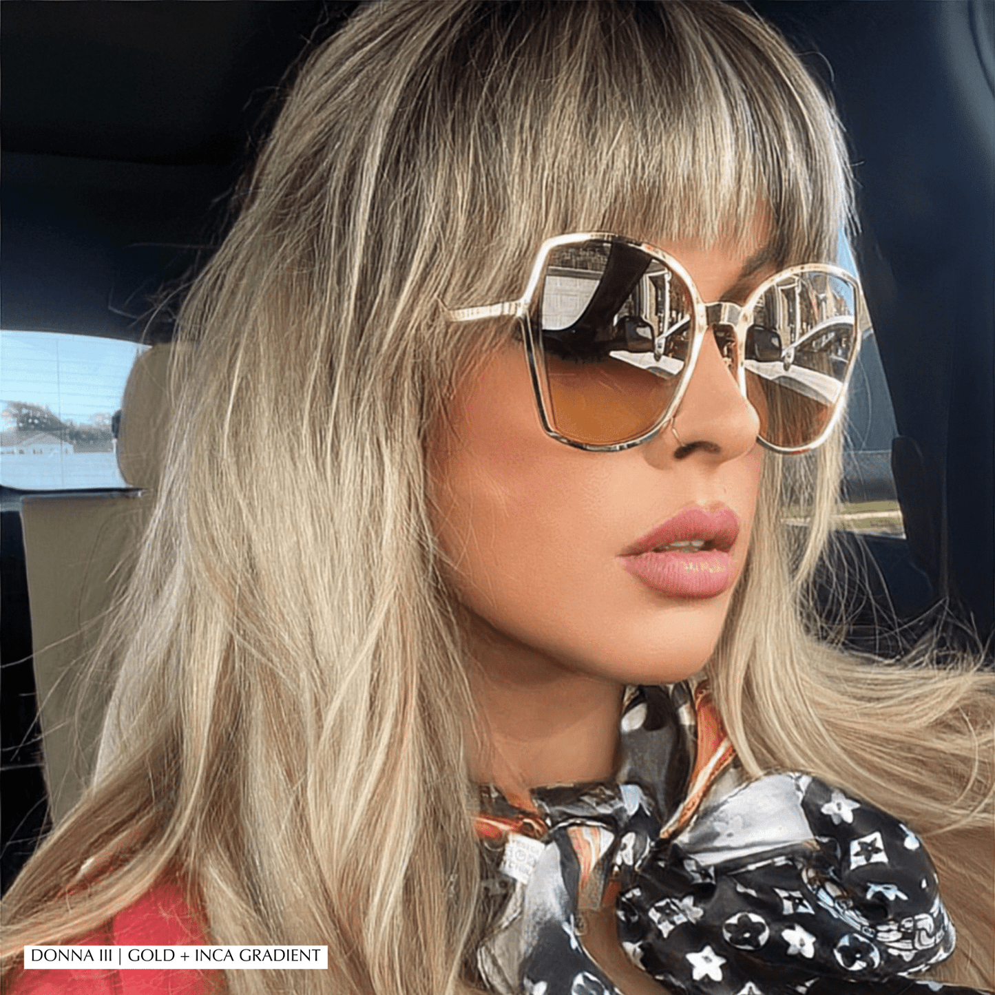 DONNA III - BRUSHED GOLD + TAUPE ROSE GRADIENT SUNGLASSES