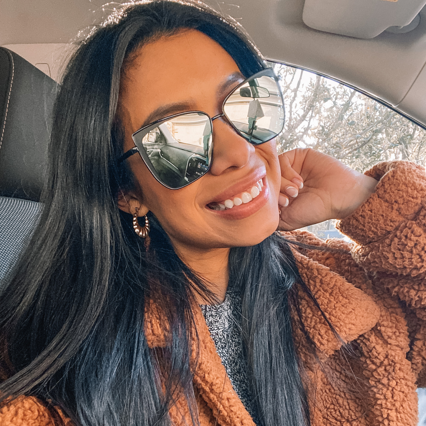 GRACE - MATTE BLACK + GREY MIRROR SUNGLASSES