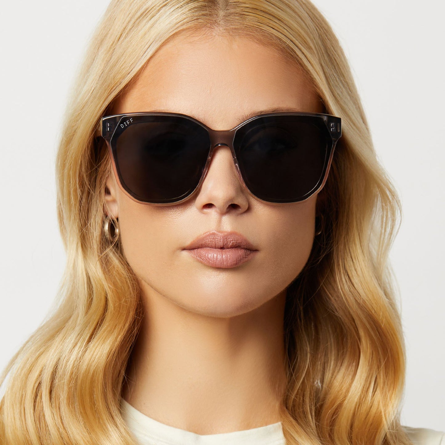 GIA - SMOKE ROSE CRYSTAL OMBRE + SILVER FLASH SUNGLASSES
