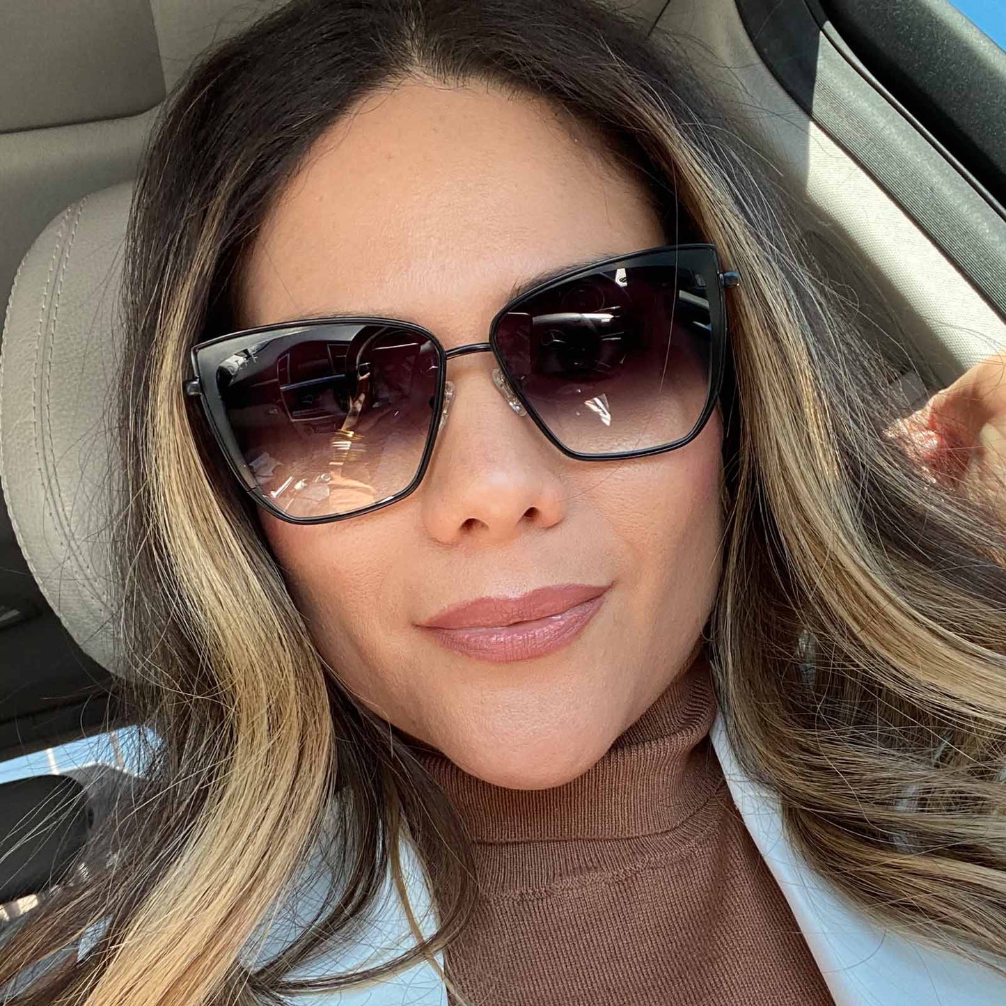 GRACE - MATTE BLACK + GREY GRADIENT SHARP SUNGLASSES