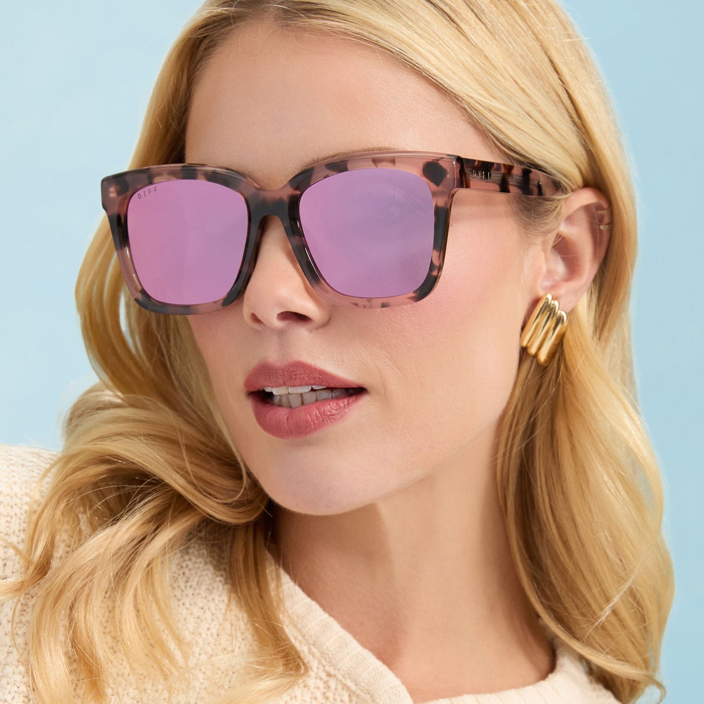MEREDITH - HIMALAYAN TORTOISE + LIGHT PINK MIRROR SUNGLASSES