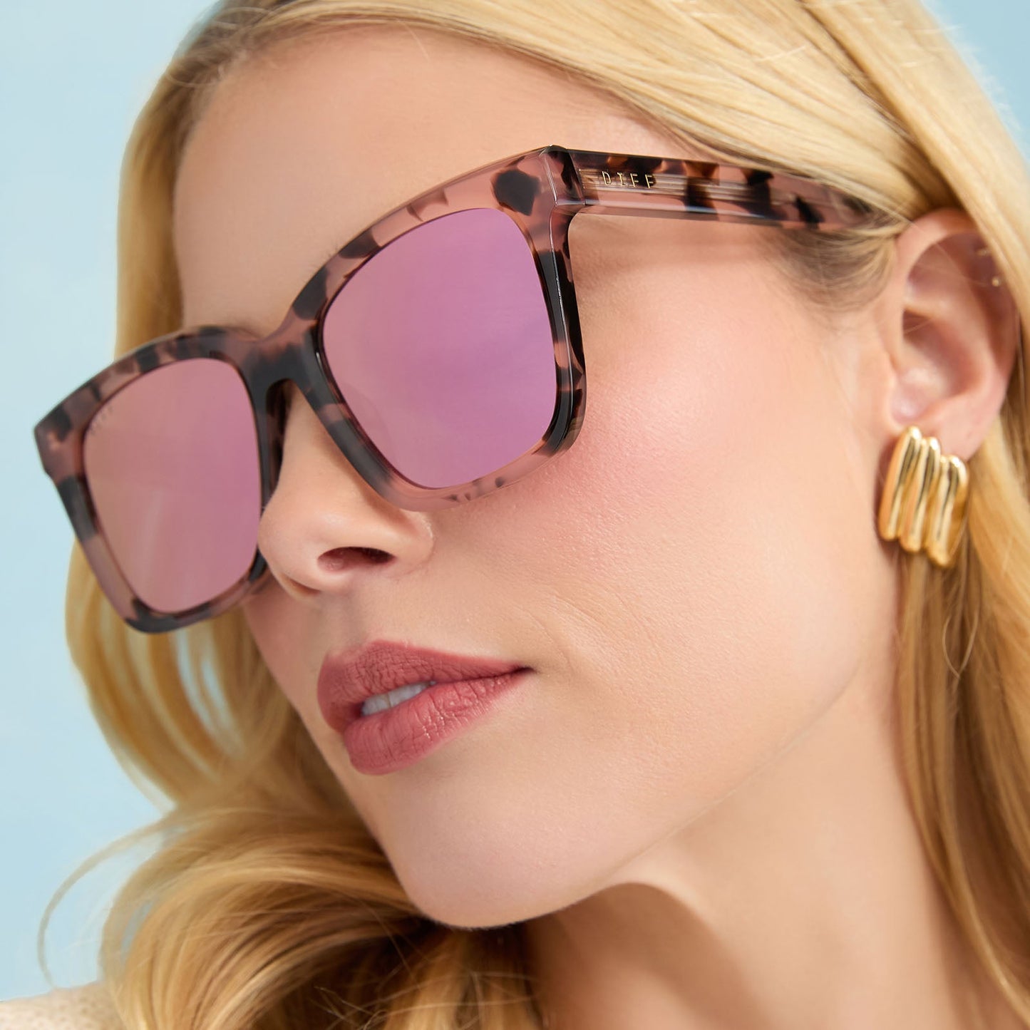 MEREDITH - HIMALAYAN TORTOISE + LIGHT PINK MIRROR SUNGLASSES