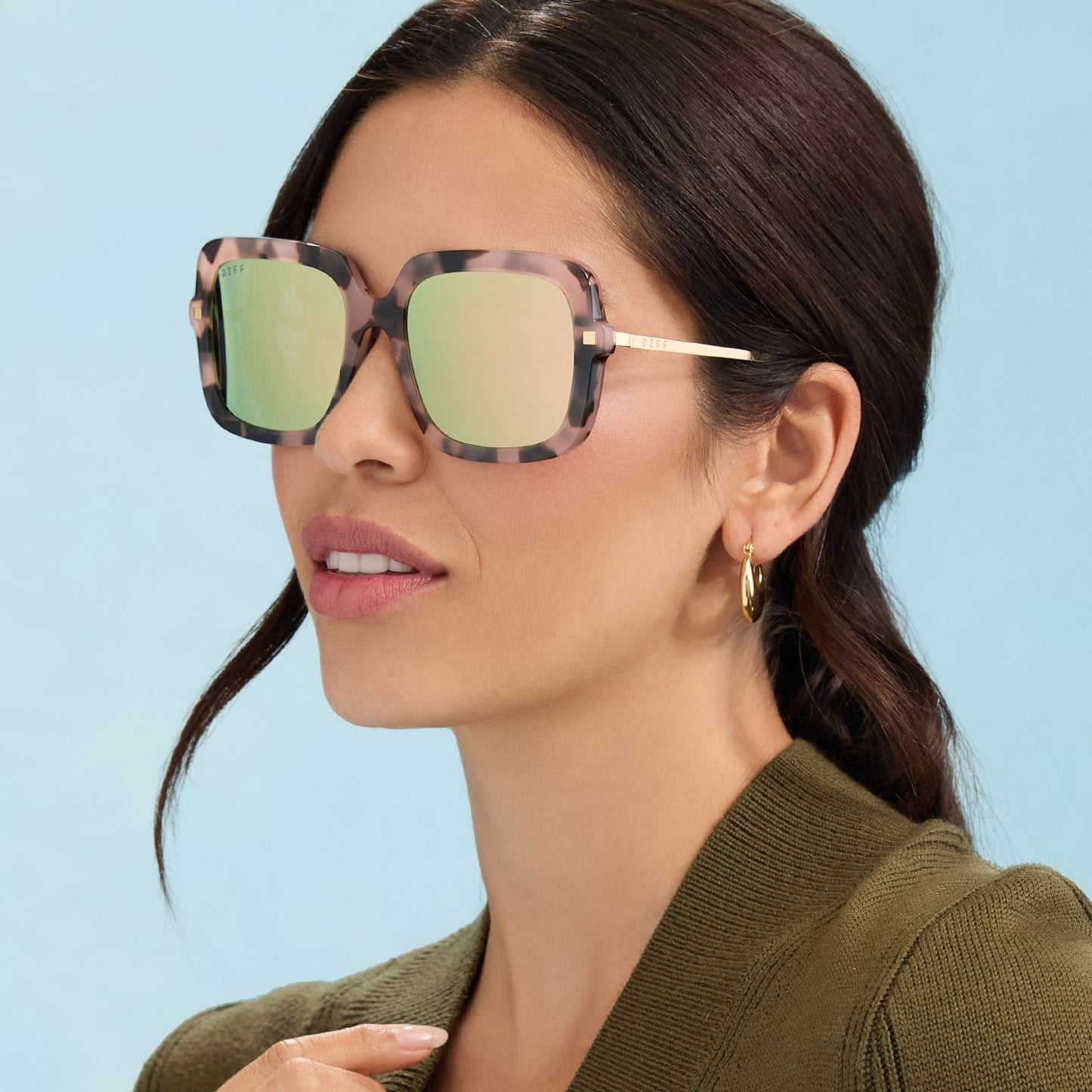 SANDRA - HIMALAYAN TORTOISE + TAUPE MIRROR SUNGLASSES