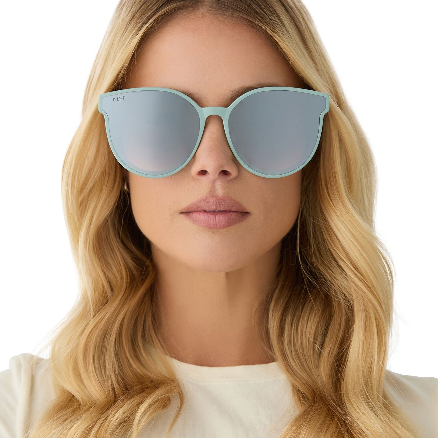 GEMMA - STEEL TEAL + GREY GRADIENT WITH SILVER FLASH SUNGLASSES
