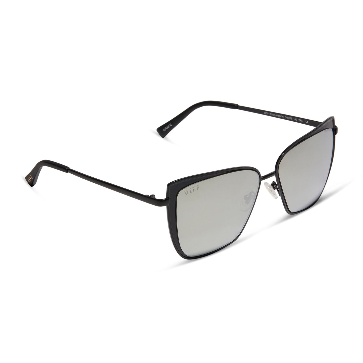 GRACE - MATTE BLACK + GREY MIRROR SUNGLASSES
