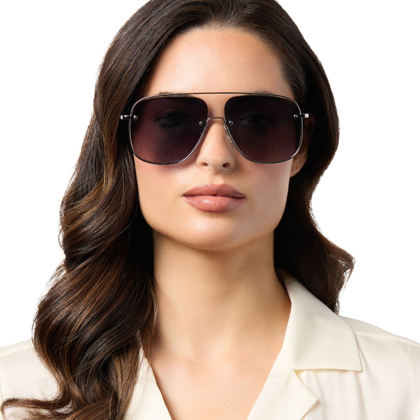 CYNTHIA - SILVER W ALPINE TEMPLE TIPS + GREY GRADIENT WITH SILVER FLASH + POLARIZED SUNGLASSES