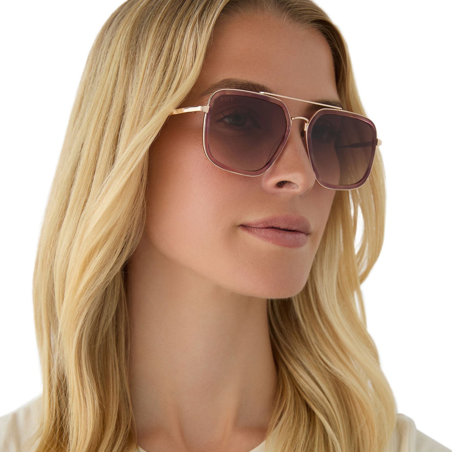 JORDAN - GOLD + FLEUR TORTOISE TEMPLE TIPS + BROWN GRADIENT SUNGLASSES