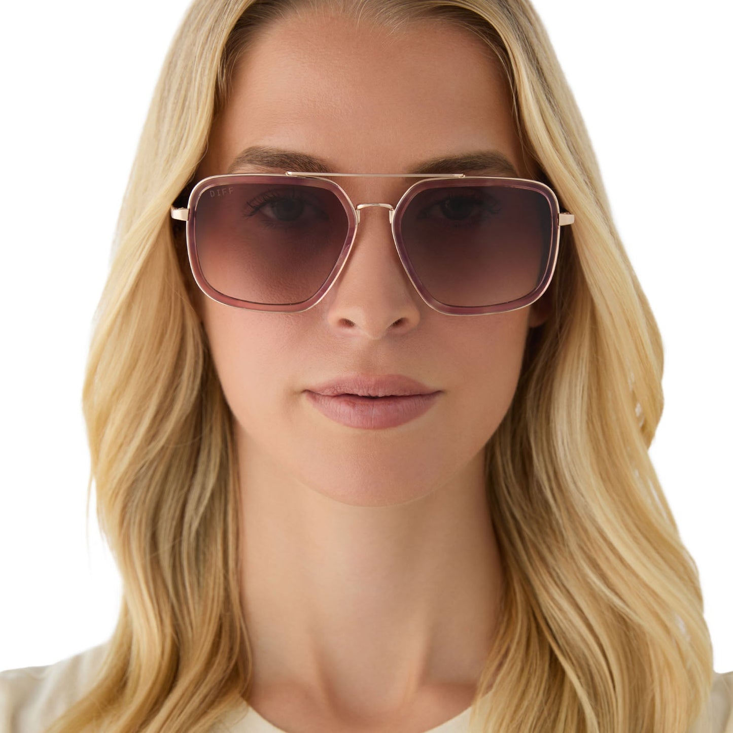 JORDAN - GOLD + FLEUR TORTOISE TEMPLE TIPS + BROWN GRADIENT SUNGLASSES