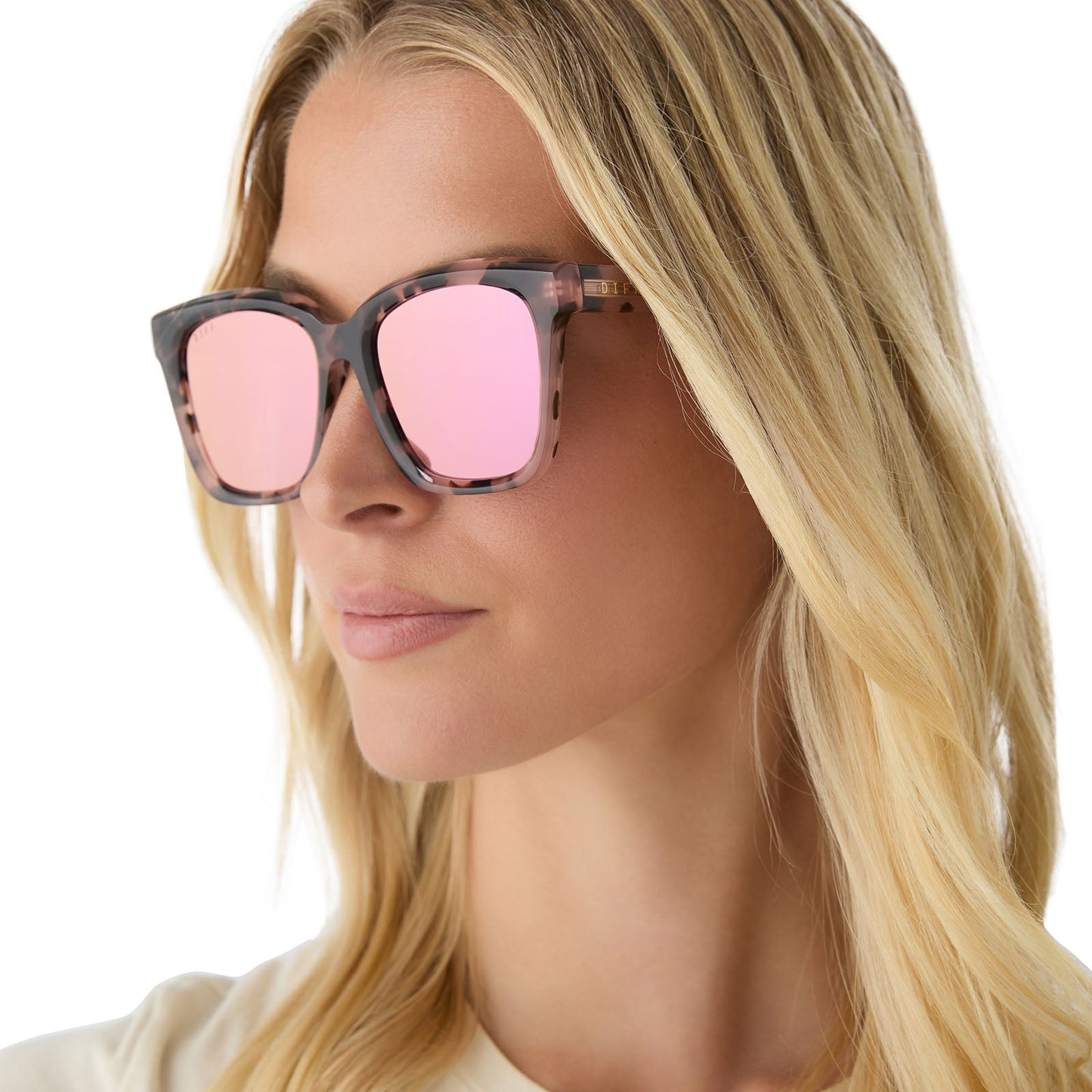 MEREDITH - HIMALAYAN TORTOISE + LIGHT PINK MIRROR SUNGLASSES
