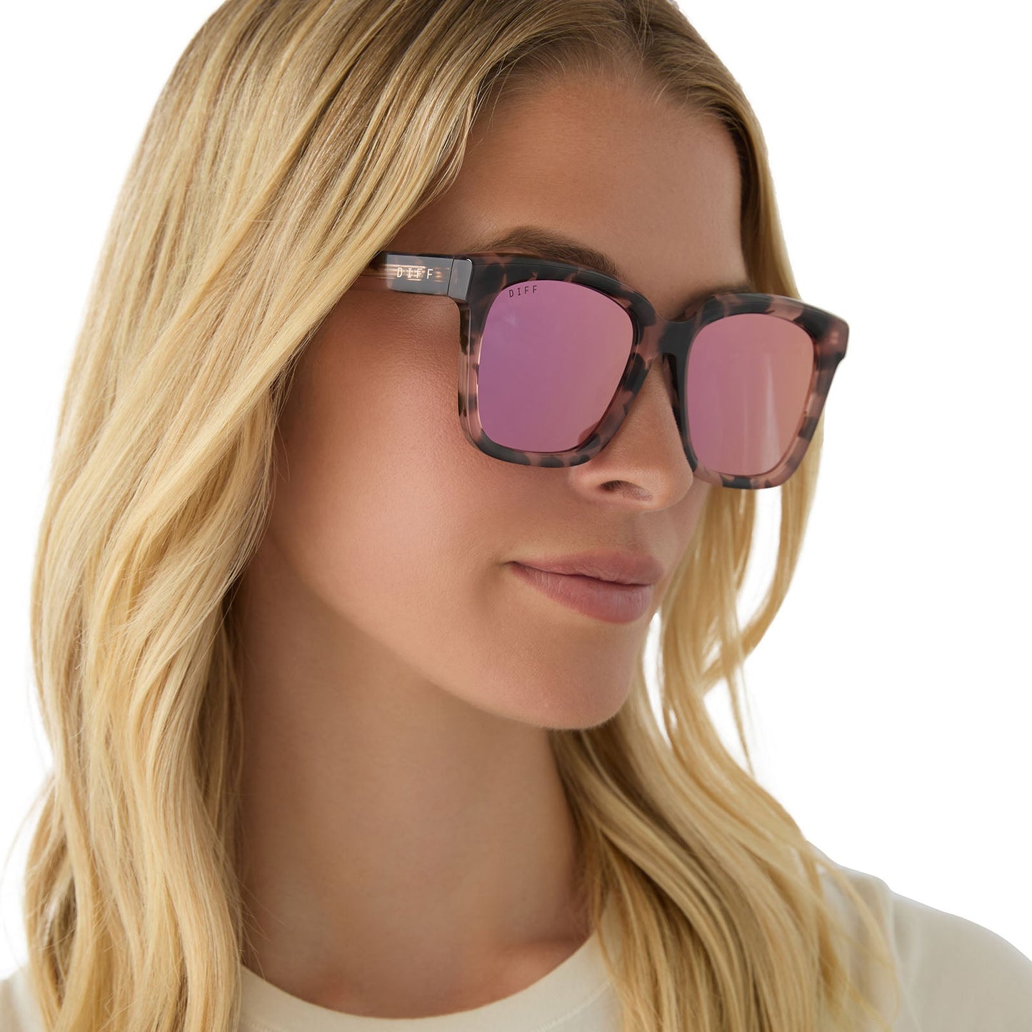 MEREDITH - HIMALAYAN TORTOISE + LIGHT PINK MIRROR SUNGLASSES