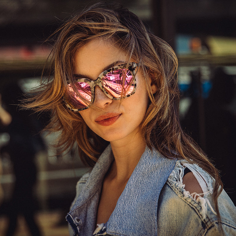 BELLA - CREAM TORTOISE + PINK MIRROR SUNGLASSES