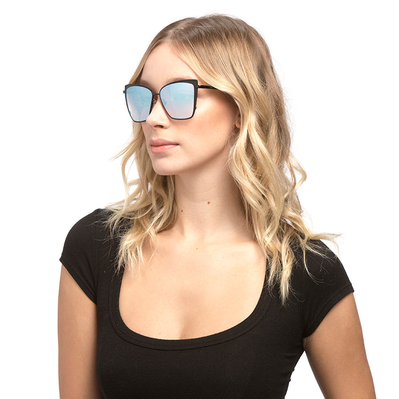 BECKY - BLACK + FLASH GREY GRADIENT SUNGLASSES