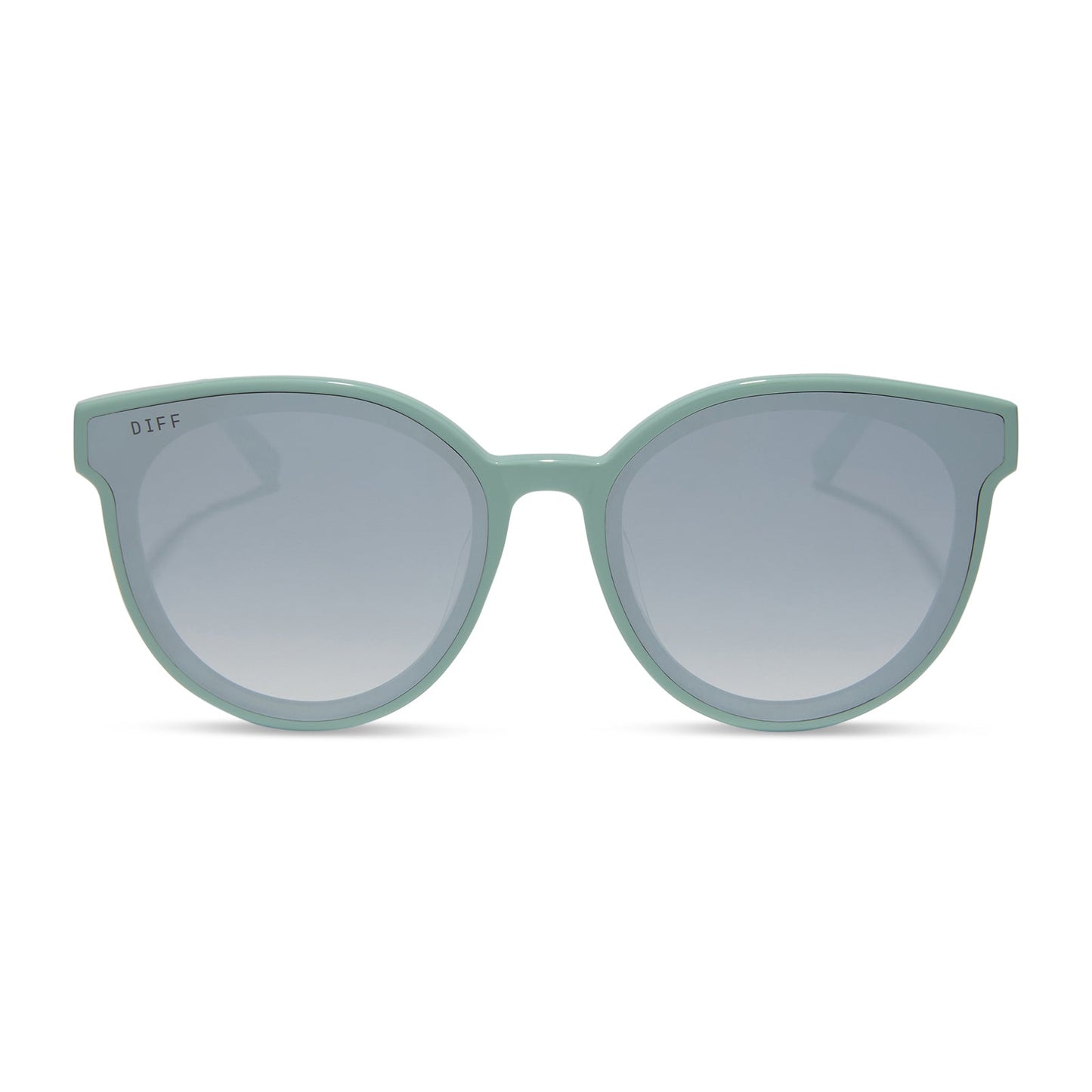GEMMA - STEEL TEAL + GREY GRADIENT WITH SILVER FLASH SUNGLASSES