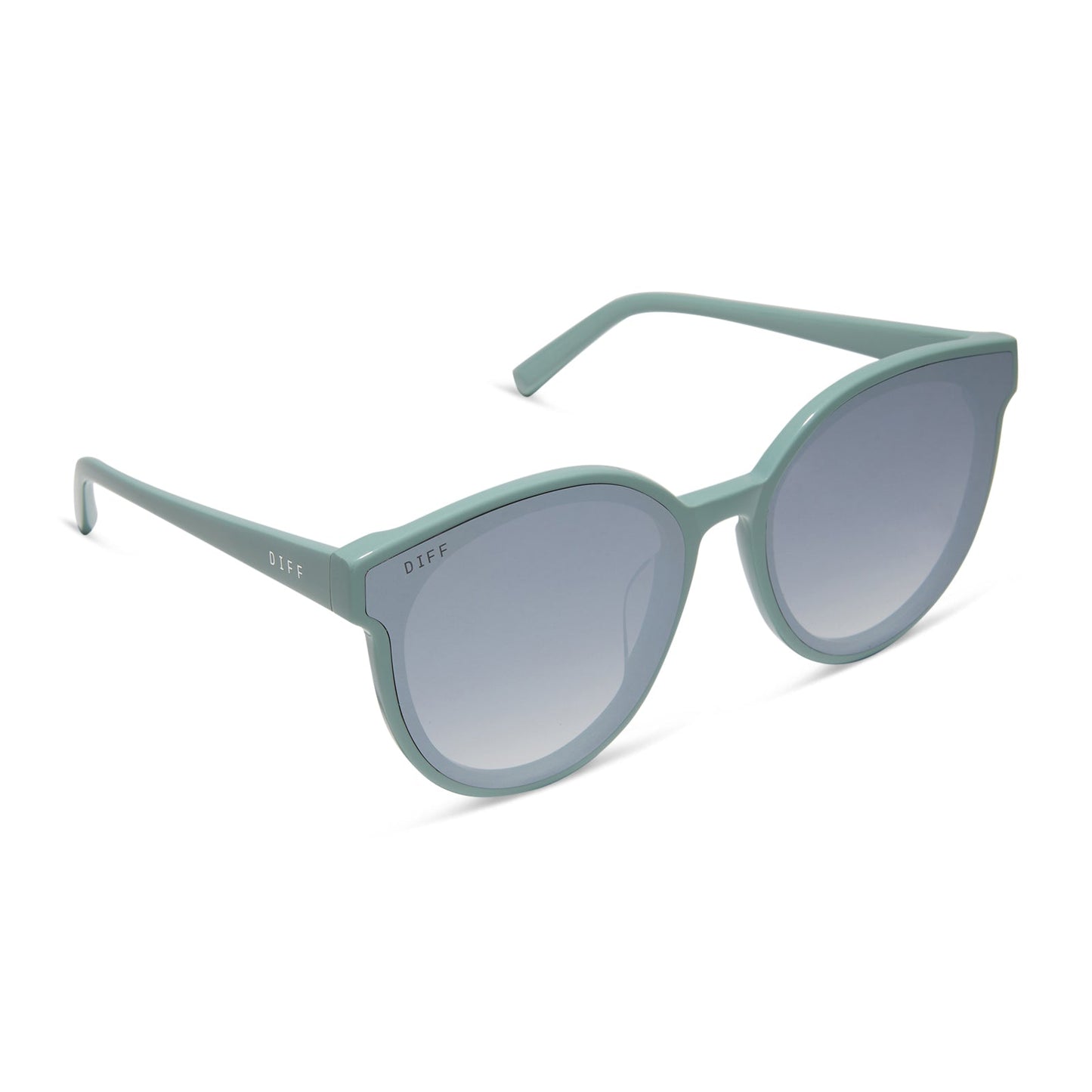 GEMMA - STEEL TEAL + GREY GRADIENT WITH SILVER FLASH SUNGLASSES