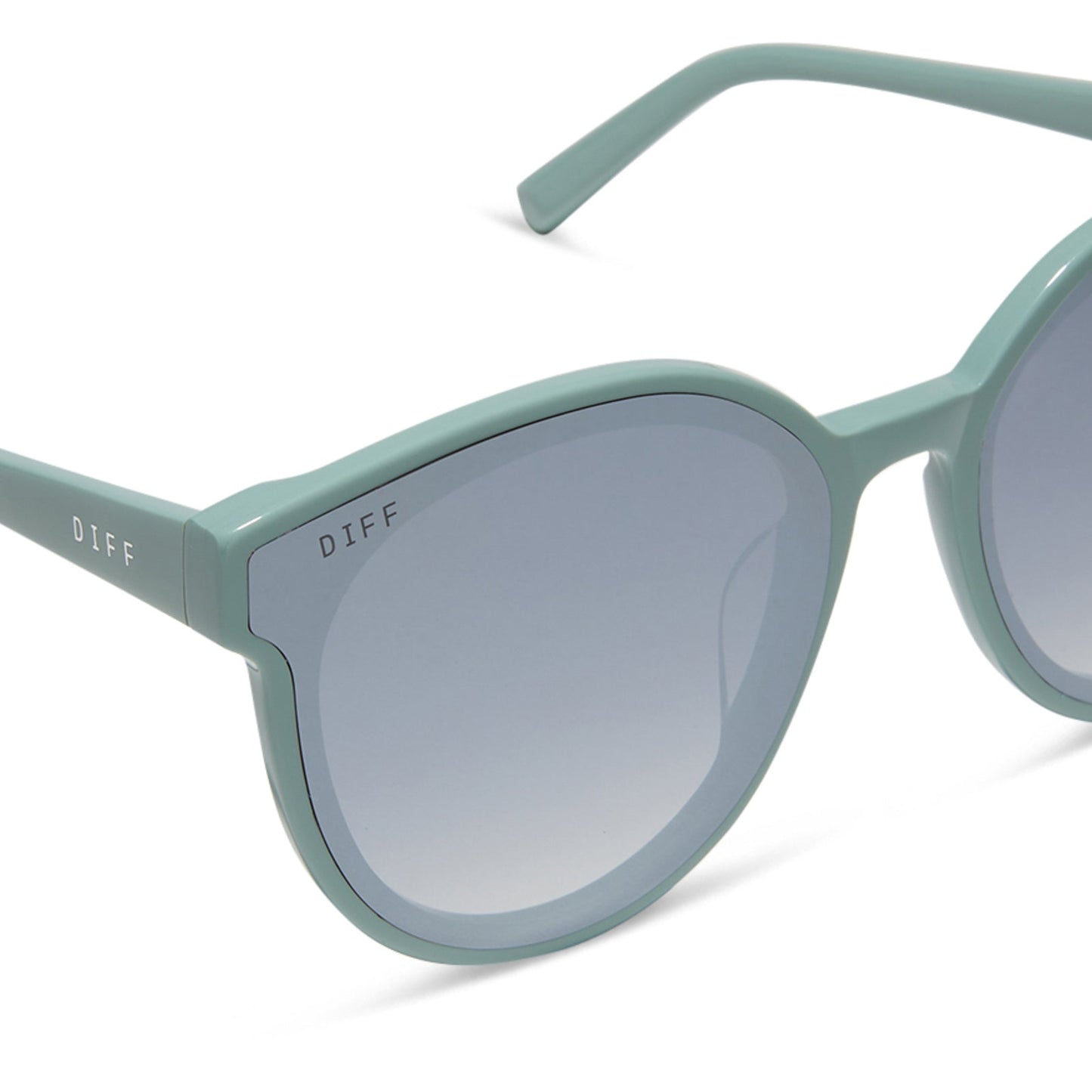 GEMMA - STEEL TEAL + GREY GRADIENT WITH SILVER FLASH SUNGLASSES
