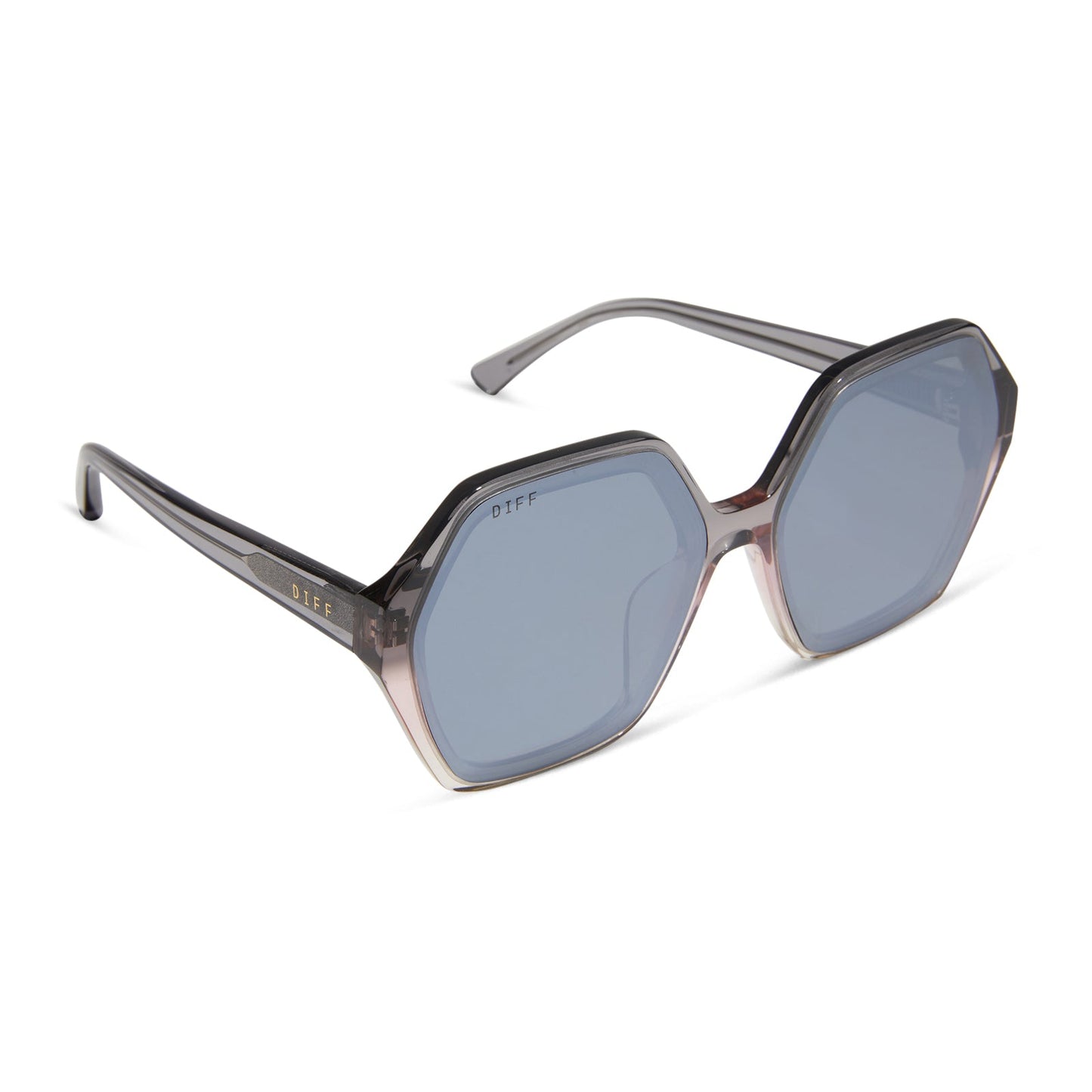 GIGI - SMOKE ROSE CRYSTAL OMBRE + SILVER FLASH SUNGLASSES