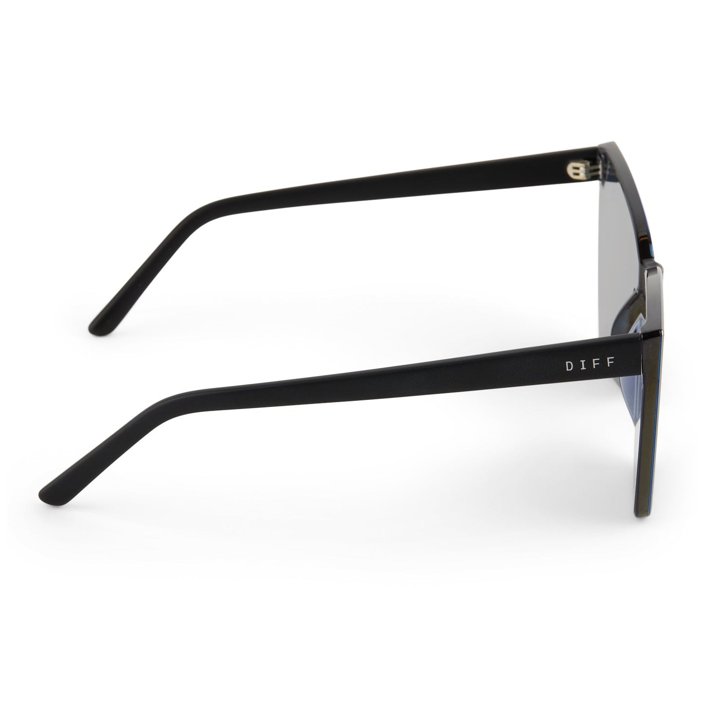 GOLDIE - MATTE BLACK + PURPLE MIRROR SUNGLASSES