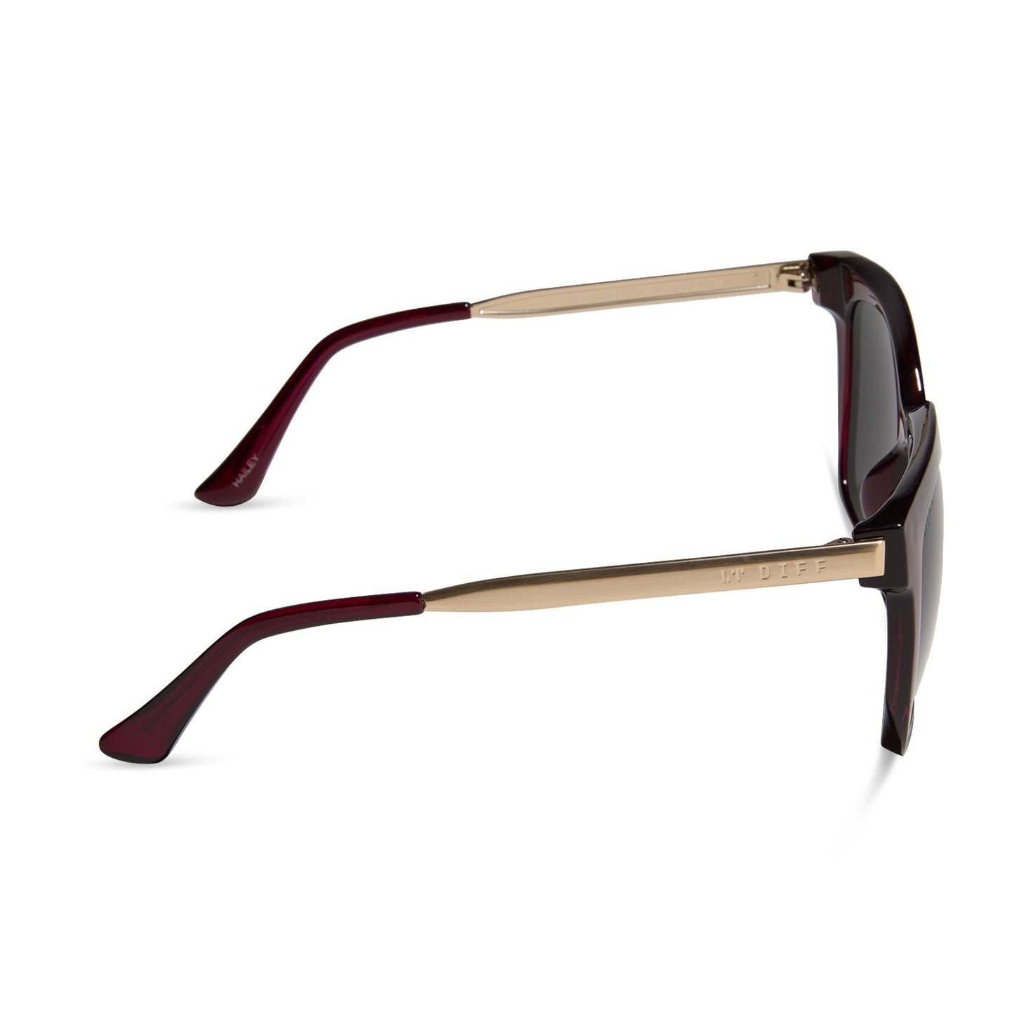 HAILEY - BURGUNDY CRYSTAL + GREY SUNGLASSES