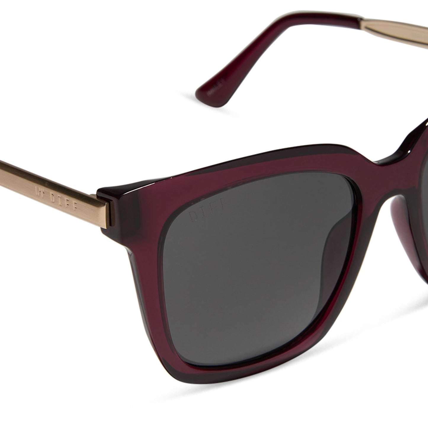 HAILEY - BURGUNDY CRYSTAL + GREY SUNGLASSES