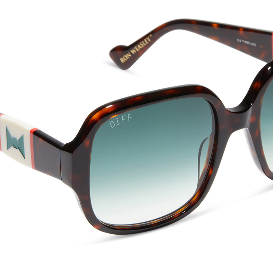 RON WEASLEY™ - DRESS ROBES™ BROWN + VINTAGE SAGE GRADIENT SUNGLASSES
