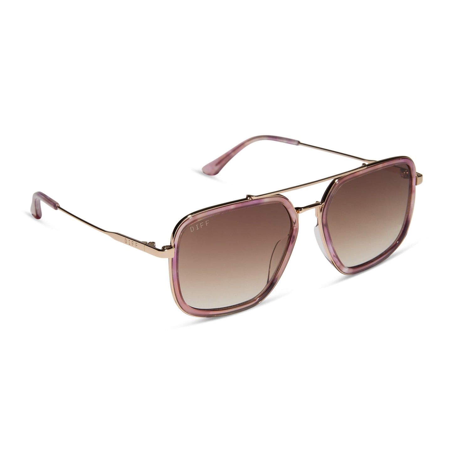 JORDAN - GOLD + FLEUR TORTOISE TEMPLE TIPS + BROWN GRADIENT SUNGLASSES