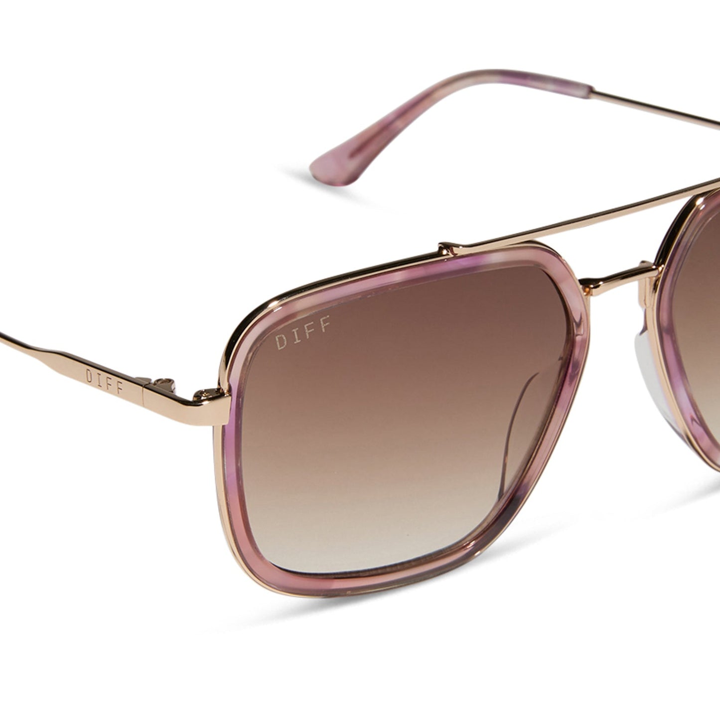 JORDAN - GOLD + FLEUR TORTOISE TEMPLE TIPS + BROWN GRADIENT SUNGLASSES