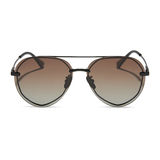 LENOX XS - BLACK + BLACK TEMPLE TIPS + BROWN GRADIENT + POLARIZED SUNGLASSES