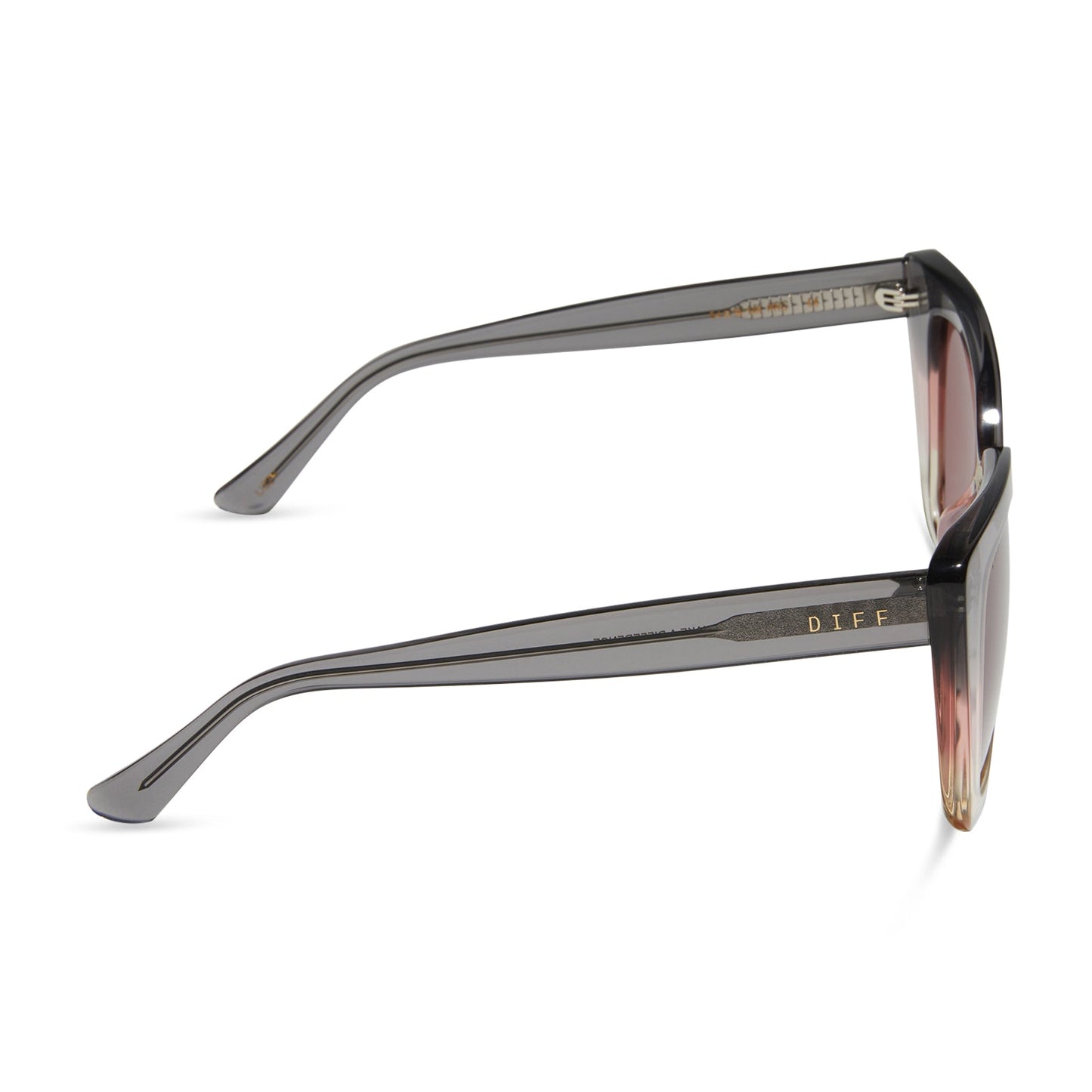 LIZZY - SMOKE ROSE CRYSTAL OMBRE + MAUVE SUNGLASSES