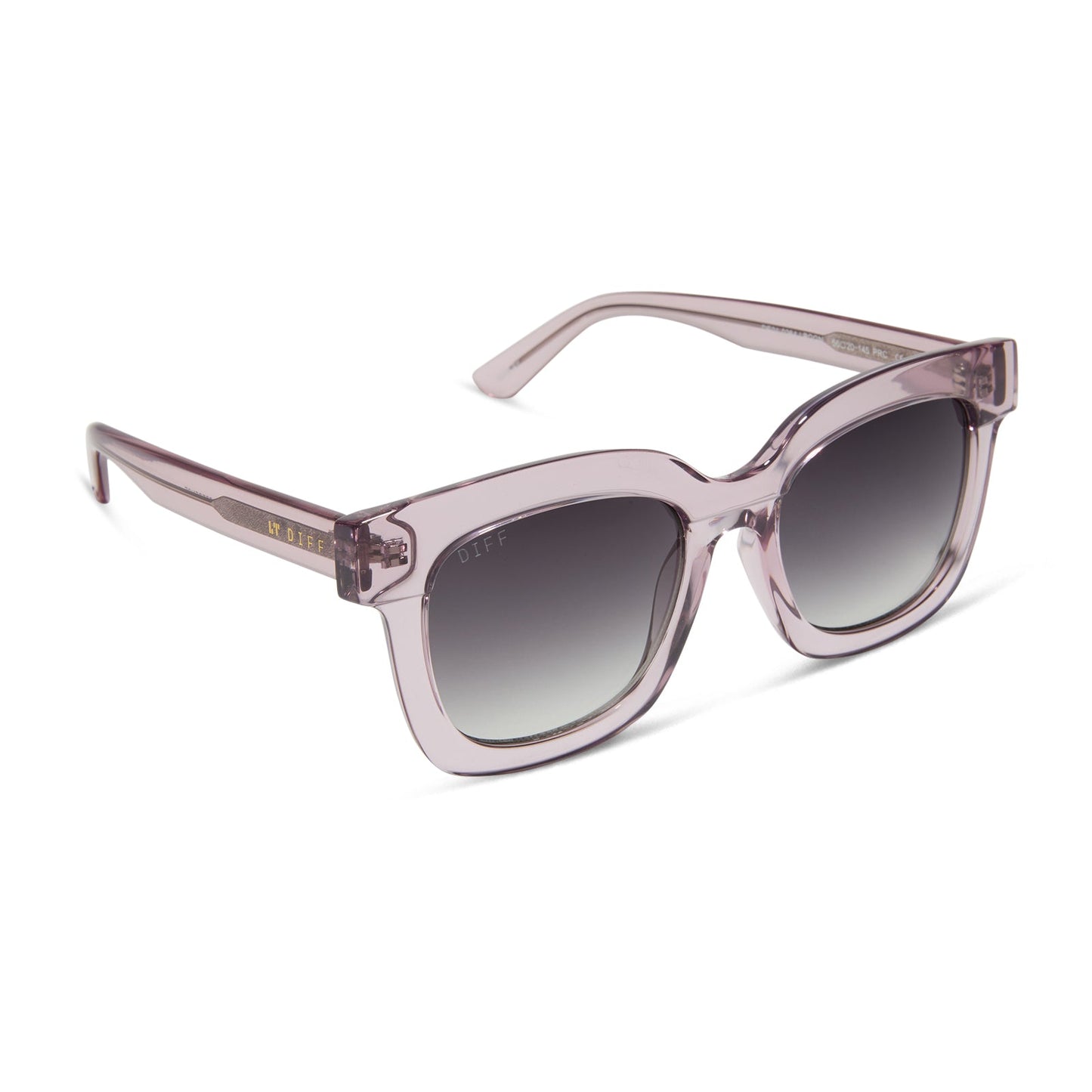 MAKAY - LIGHT PINK CRYSTAL + GREY GRADIENT SUNGLASSES