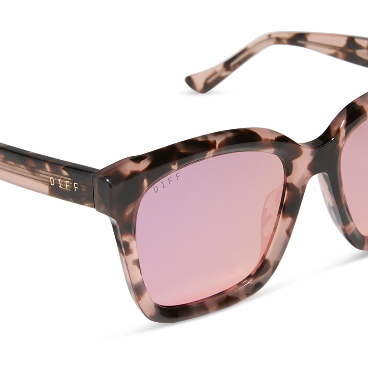 MEREDITH - HIMALAYAN TORTOISE + LIGHT PINK MIRROR SUNGLASSES