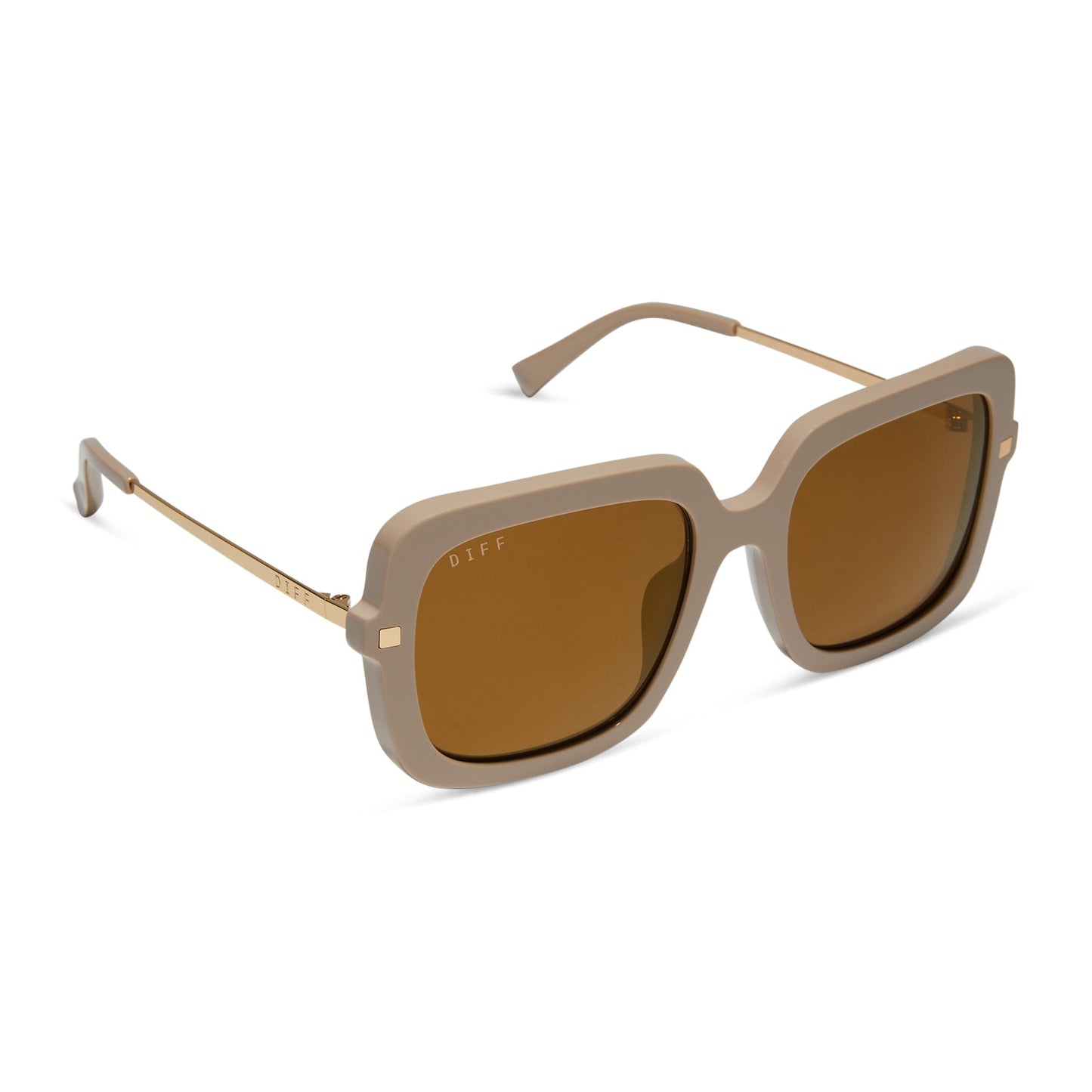 SANDRA - ALMOND + BROWN GOLD FLASH SUNGLASSES