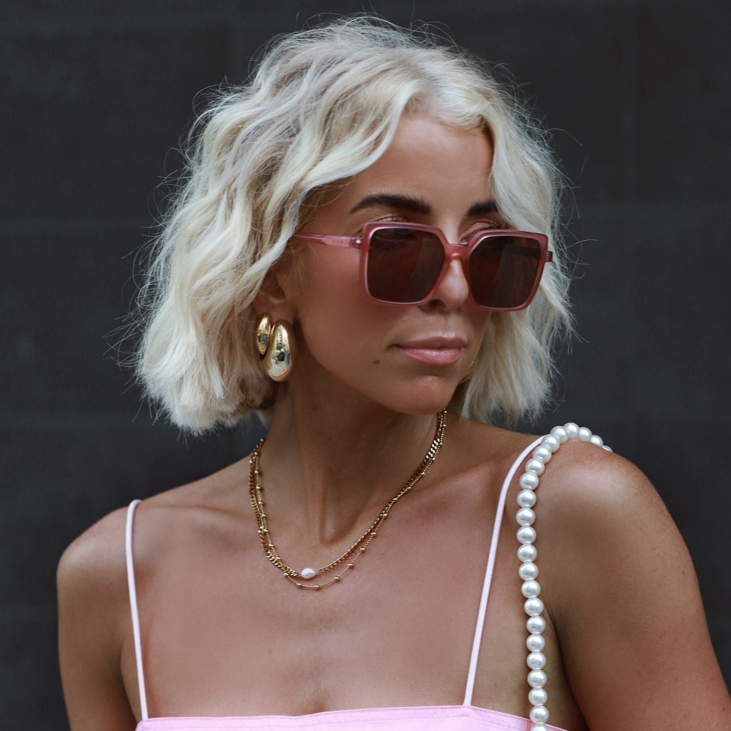 VERA - GUAVA + GREY SUNGLASSES