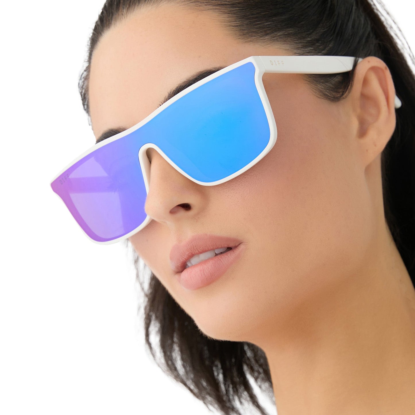 FLASH - MATTE WHITE + PURPLE MIRROR + POLARIZED SUNGLASSES