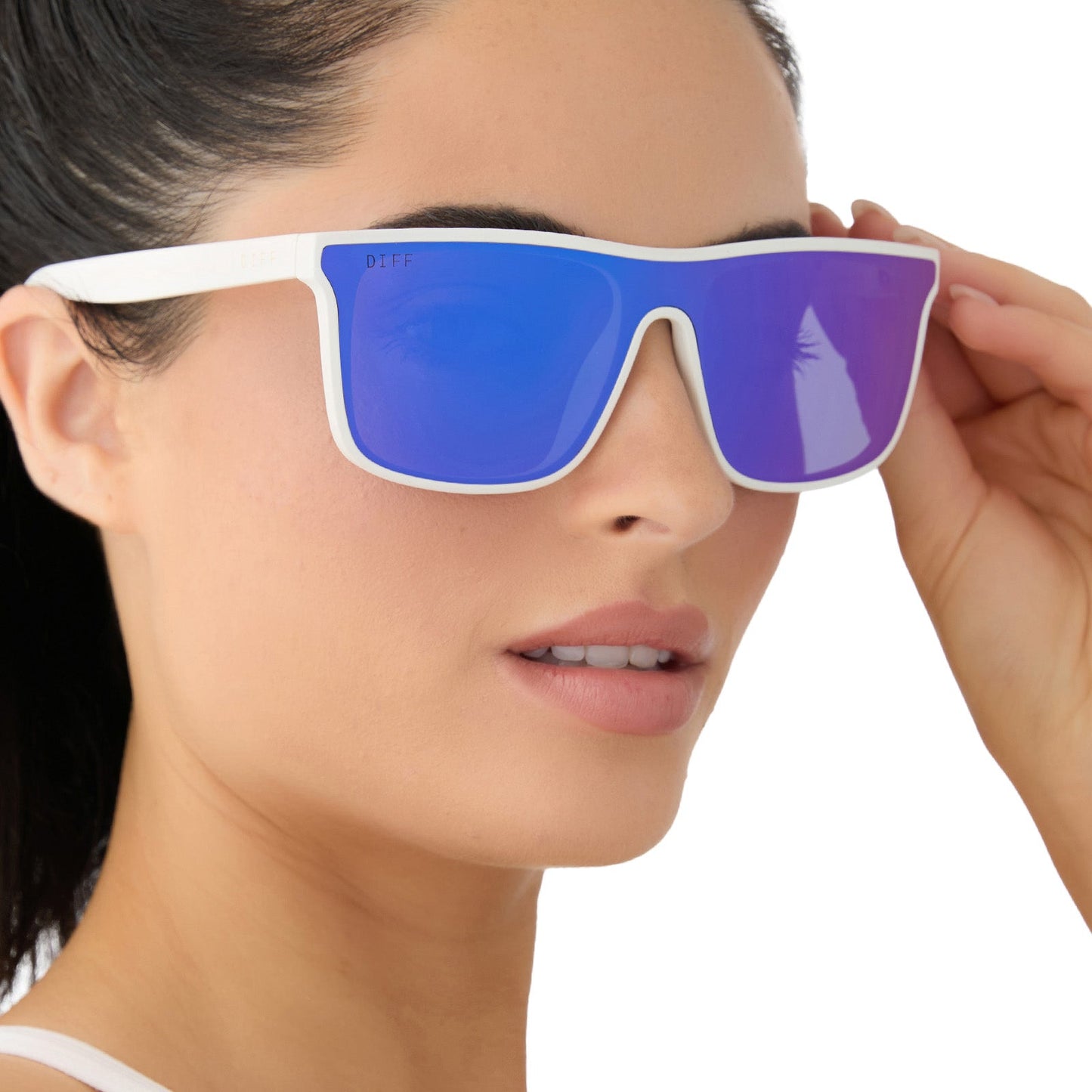 FLASH - MATTE WHITE + PURPLE MIRROR + POLARIZED SUNGLASSES