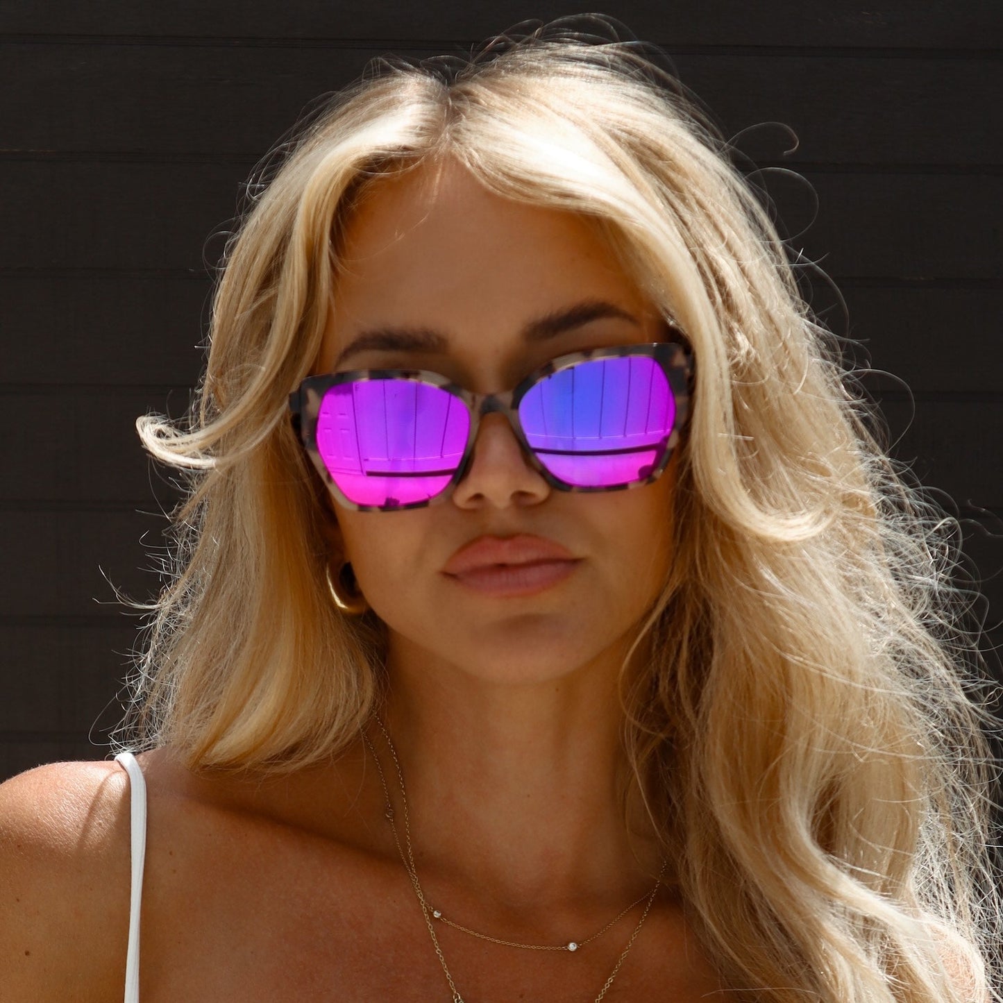 VERA - CREAM TORTOISE + PINK RUSH MIRROR SUNGLASSES