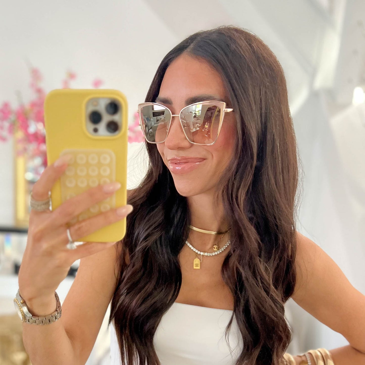 BECKY - GOLD + FLASH BROWN GRADIENT SUNGLASSES