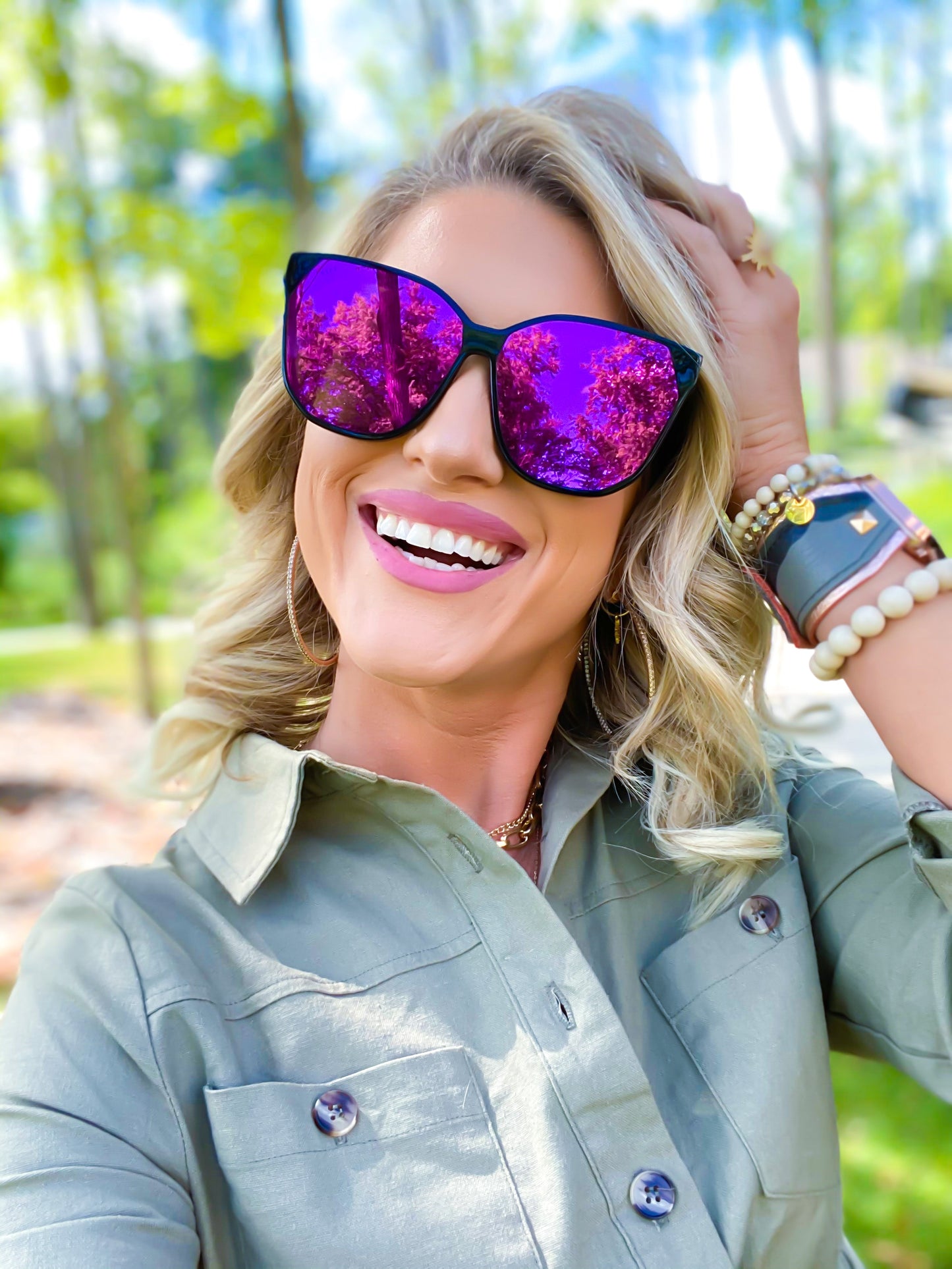 GIA - BLACK + PINK MIRROR SUNGLASSES