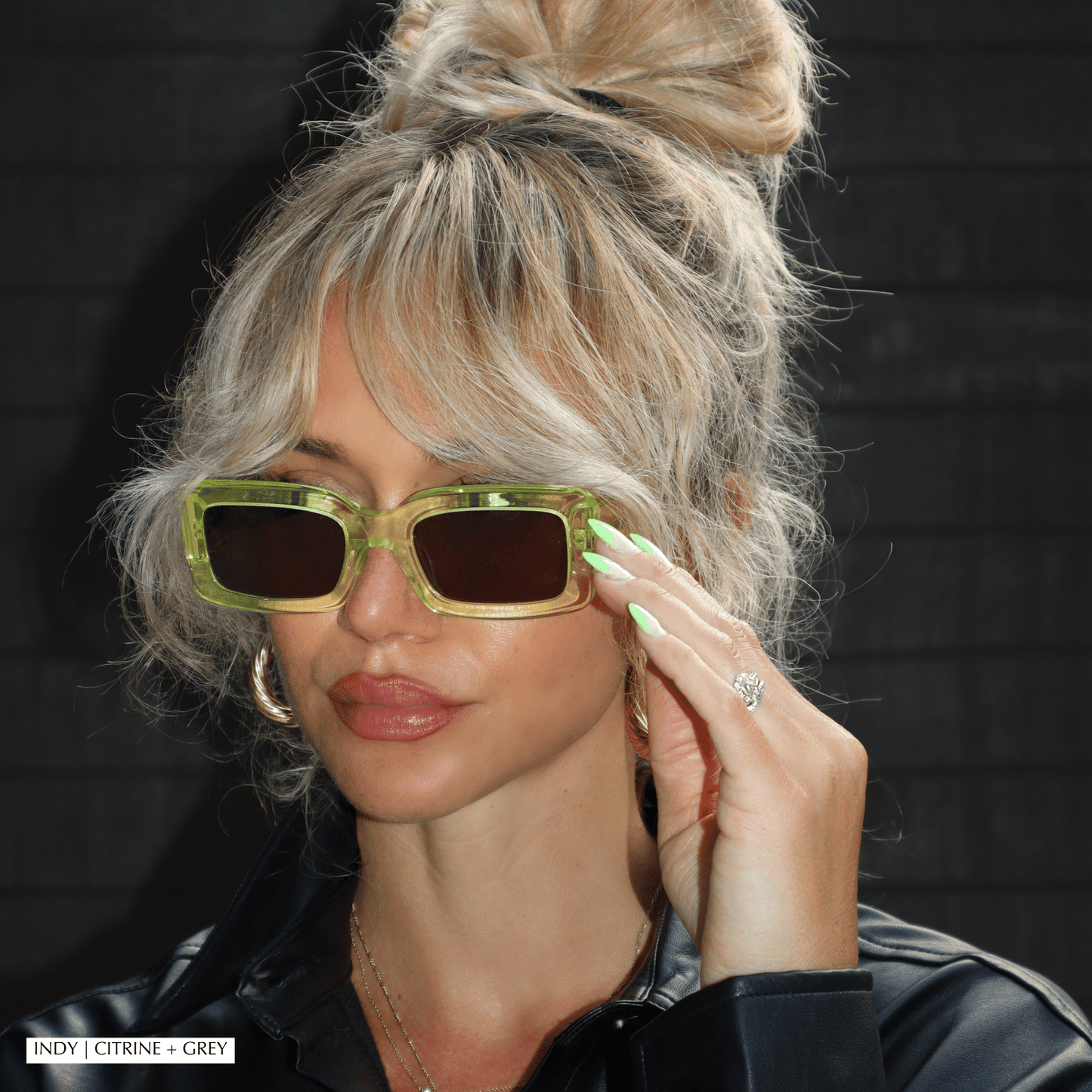 INDY - RICH OLIVE + GREY SUNGLASSES