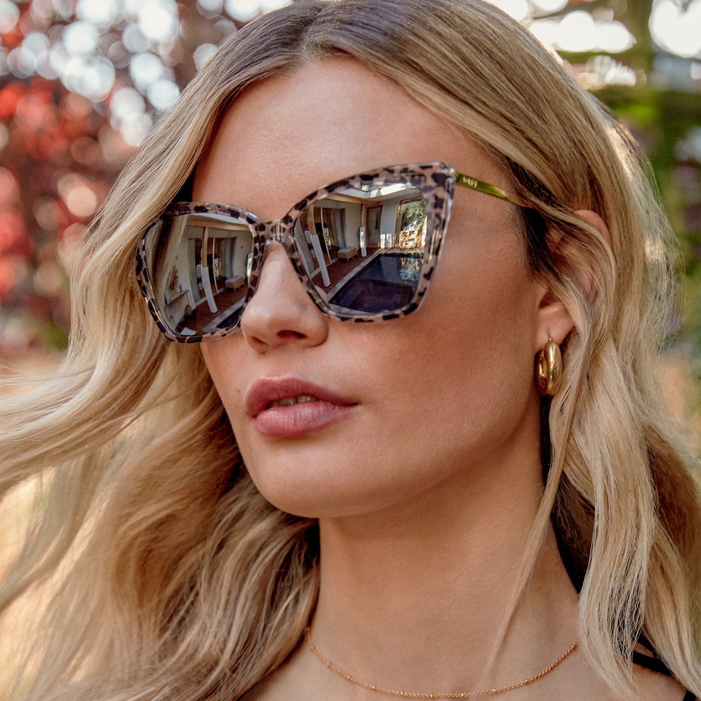 BECKY II - CLEAR LEOPARD + GREY MIRROR SUNGLASSES