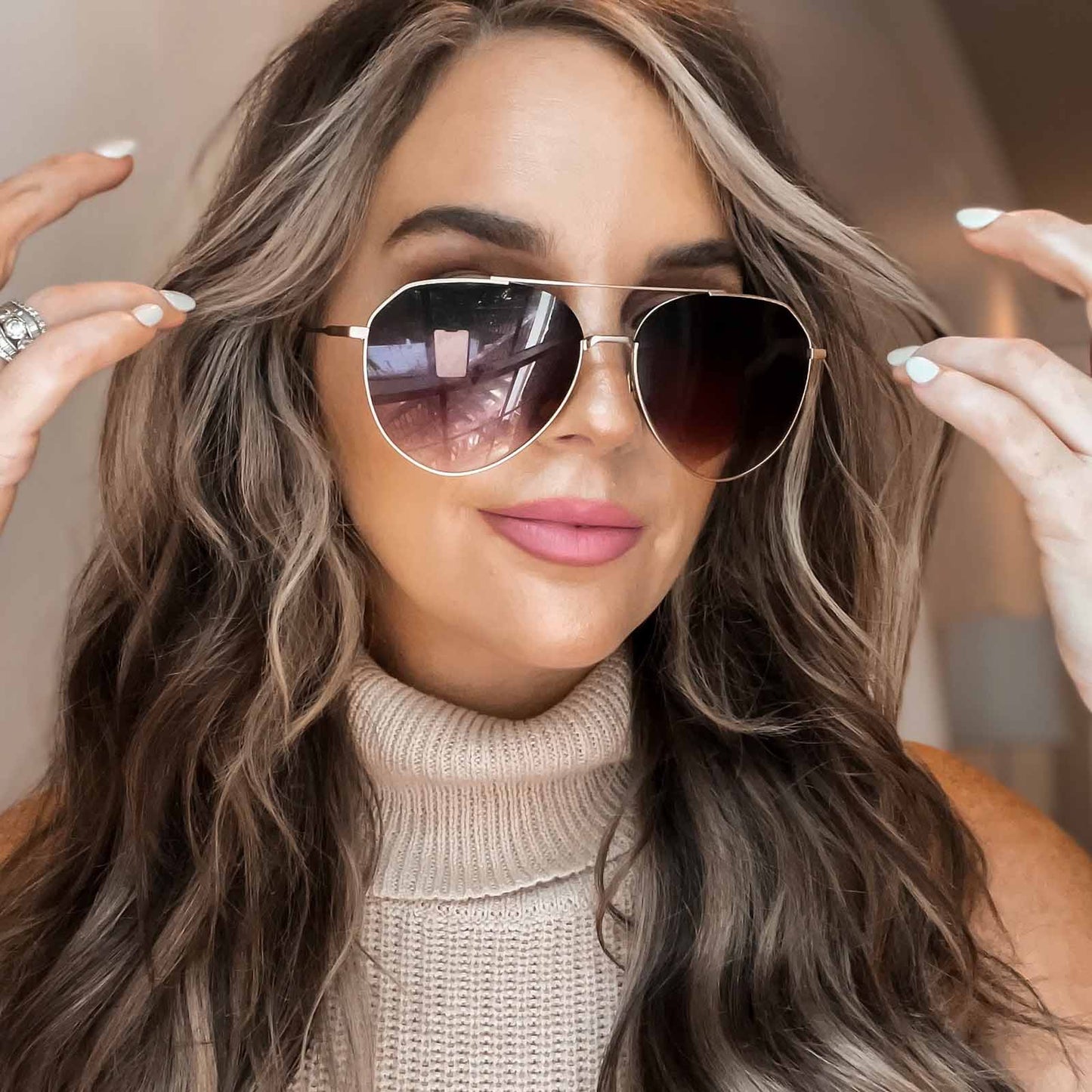 DASH - BRUSHED GOLD + COFFEE GRADIENT SUNGLASSES