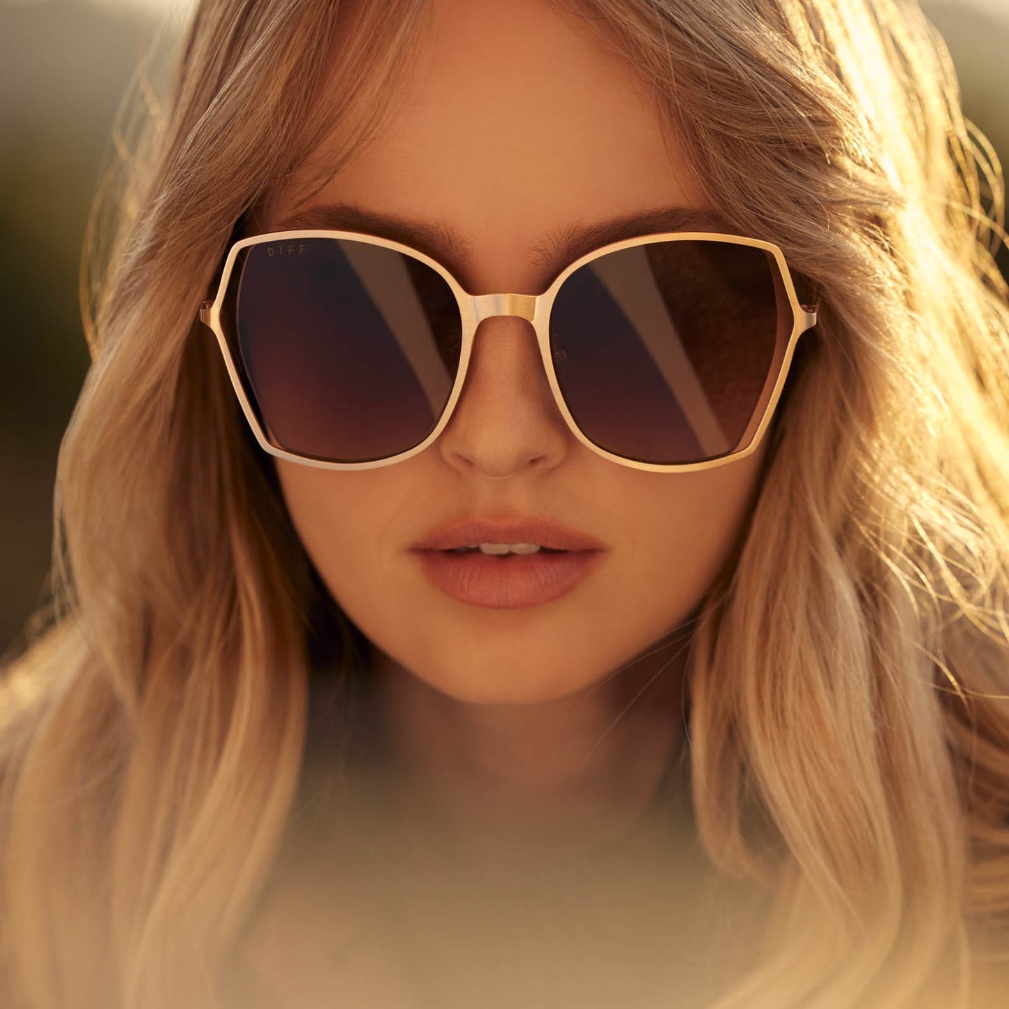 DONNA III - BRUSHED GOLD + TAUPE ROSE GRADIENT SUNGLASSES