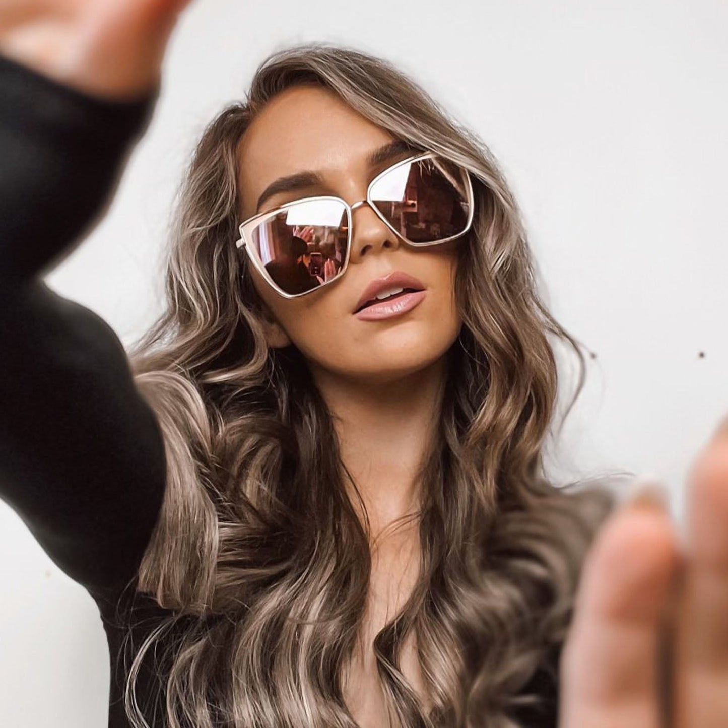 BECKY - GOLD + FLASH BROWN GRADIENT SUNGLASSES