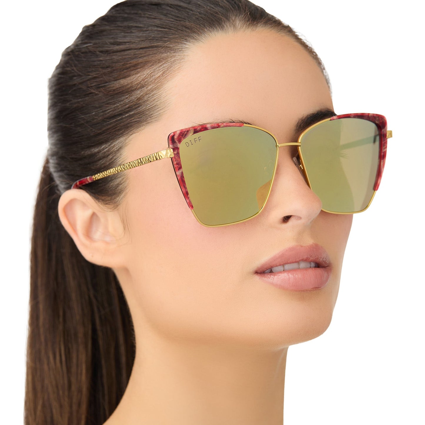 QUEEN AMIDALA™ - MARBLED NABOO™ ROYAL RED + HAMMERED GOLD + GOLD MIRROR + POLARIZED SUNGLASSES