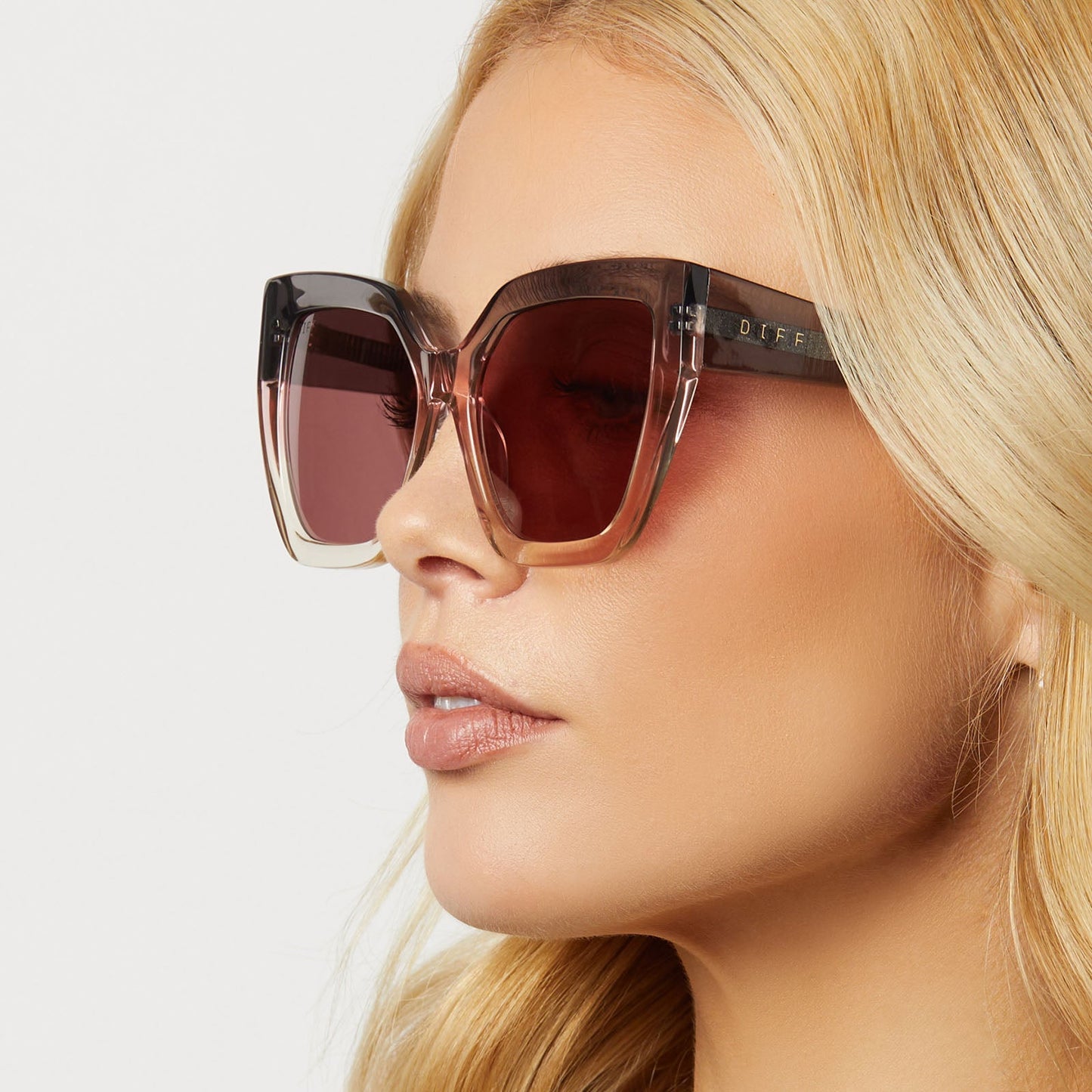 BLAIRE - SMOKE ROSE CRYSTAL OMBRE + MAUVE + POLARIZED SUNGLASSES