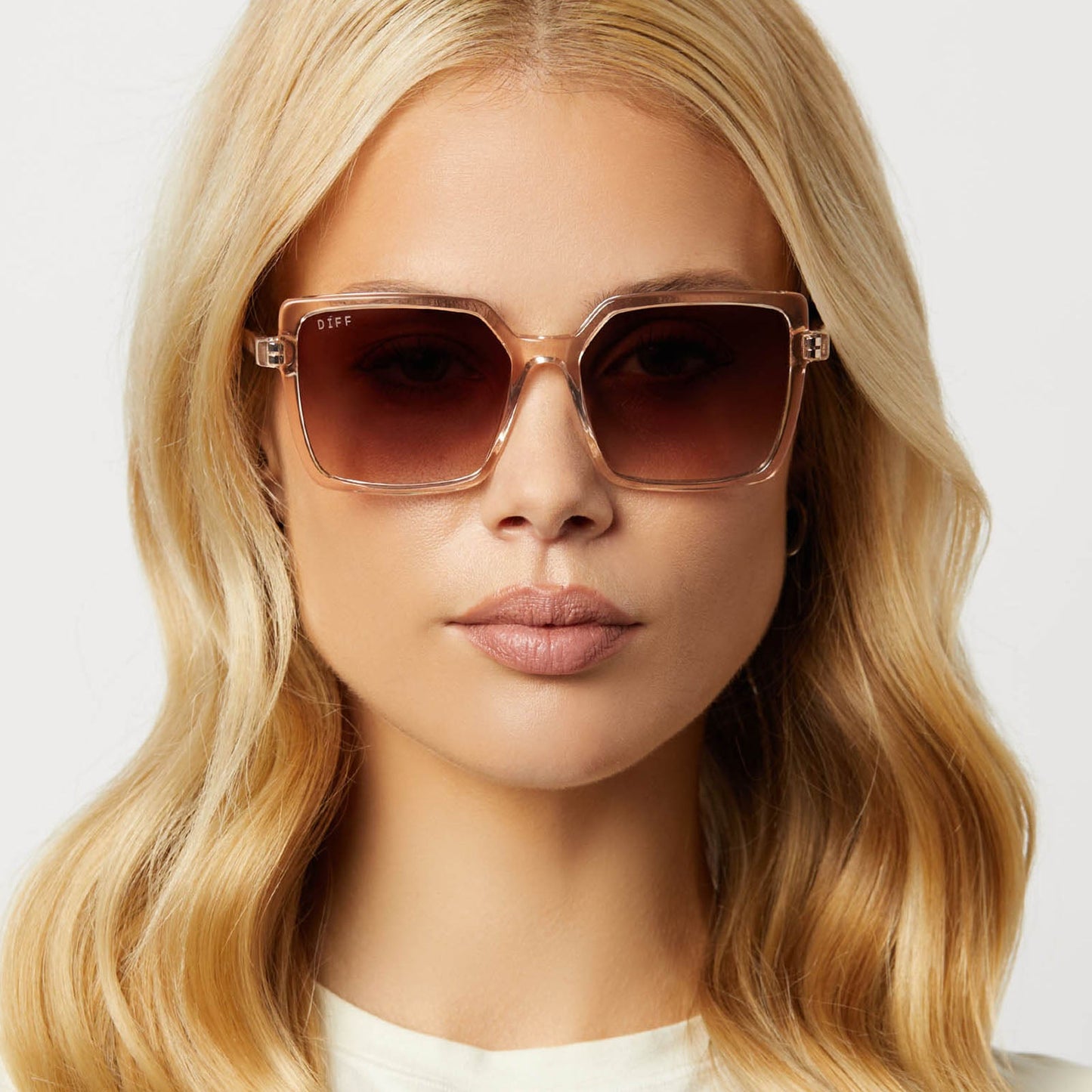 ESME - VINTAGE ROSE CRYSTAL + BROWN GRADIENT SUNGLASSES