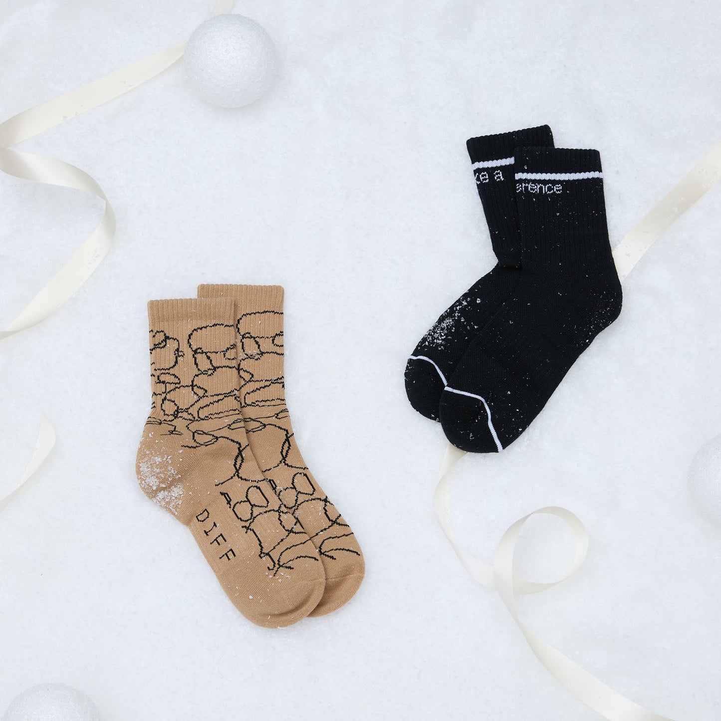 CREW SOCK DUO -  ABSTRACT CIRCLES + BLACK