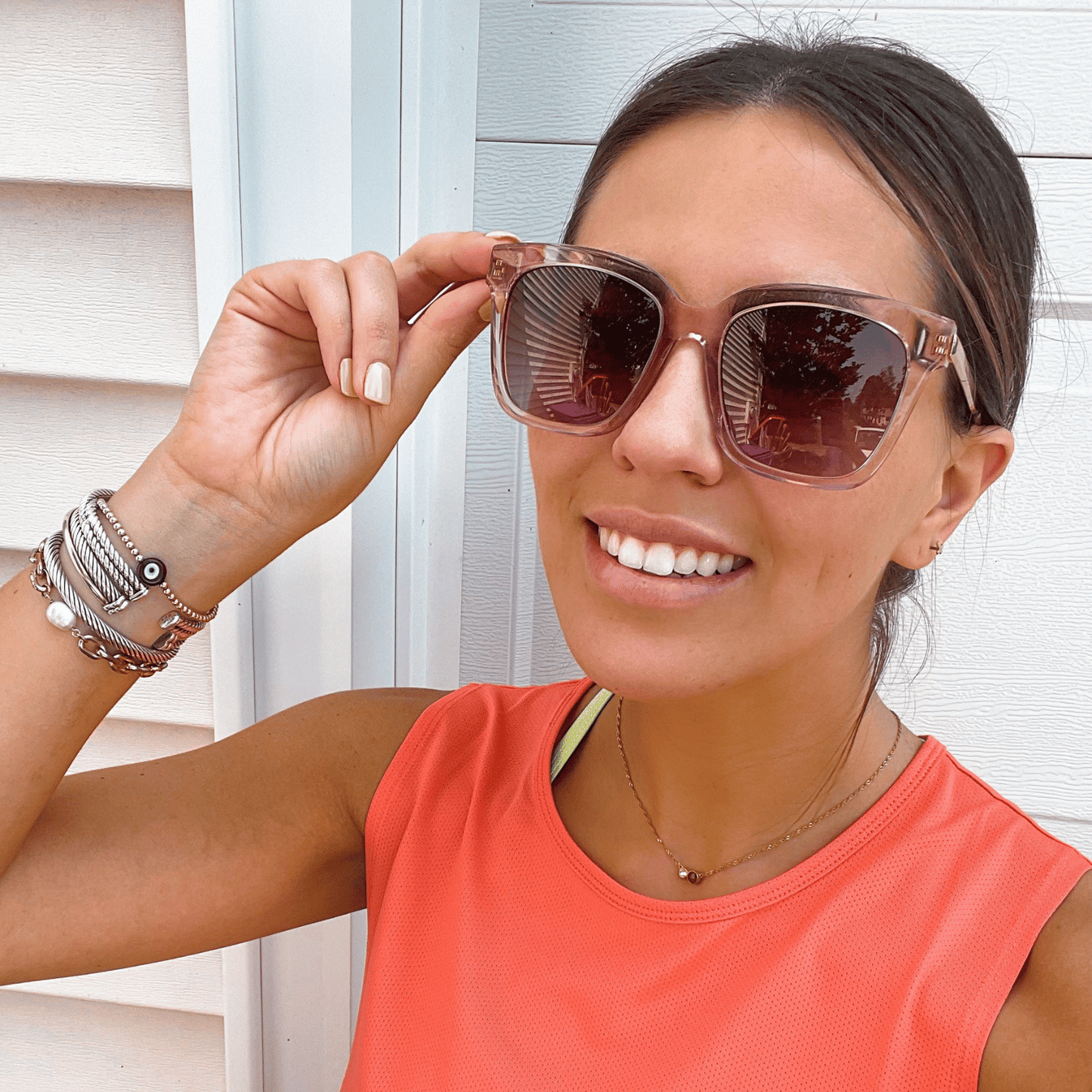 BELLA - LIGHT PINK CRYSTAL + WINE GRADIENT SUNGLASSES