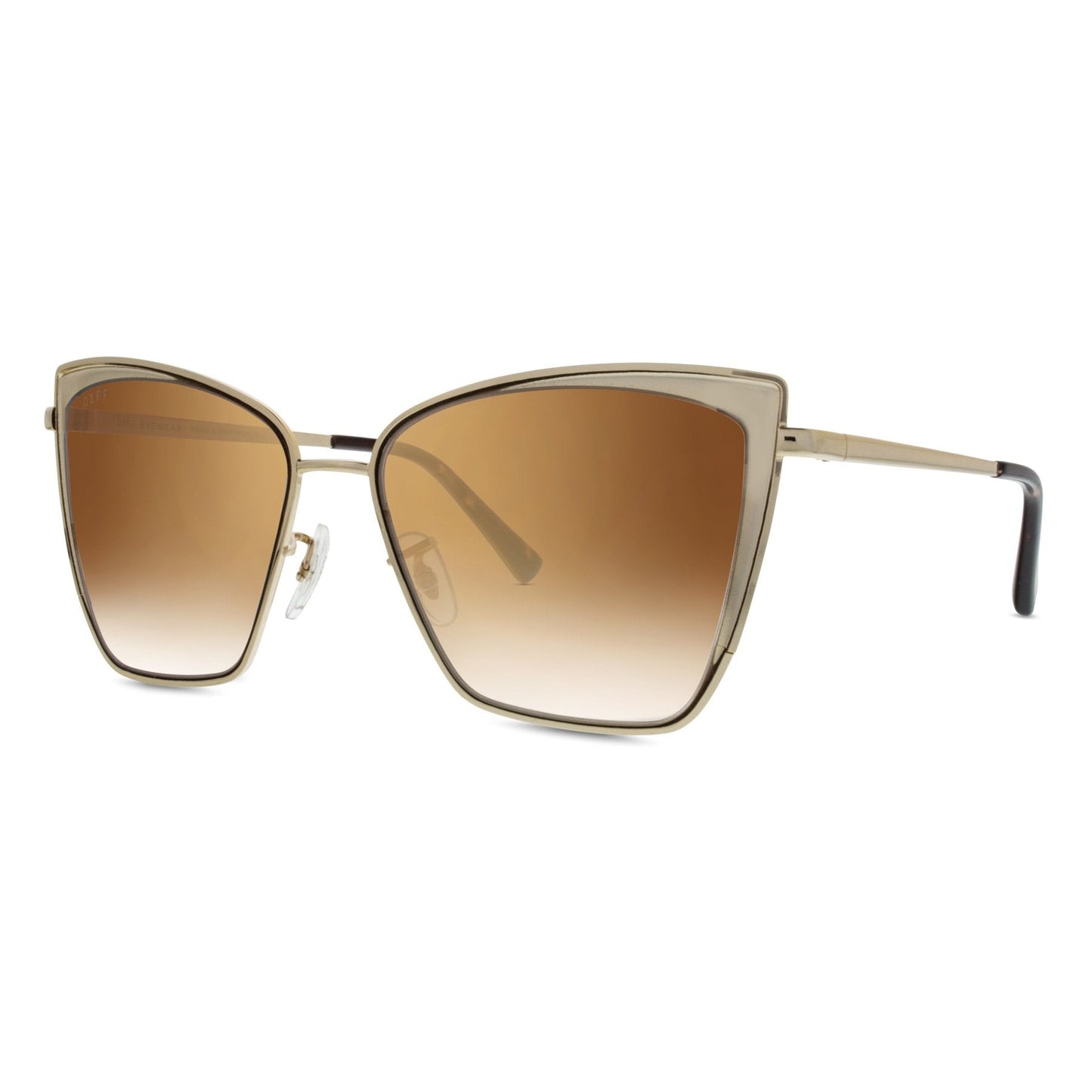 BECKY - GOLD + FLASH BROWN GRADIENT SUNGLASSES