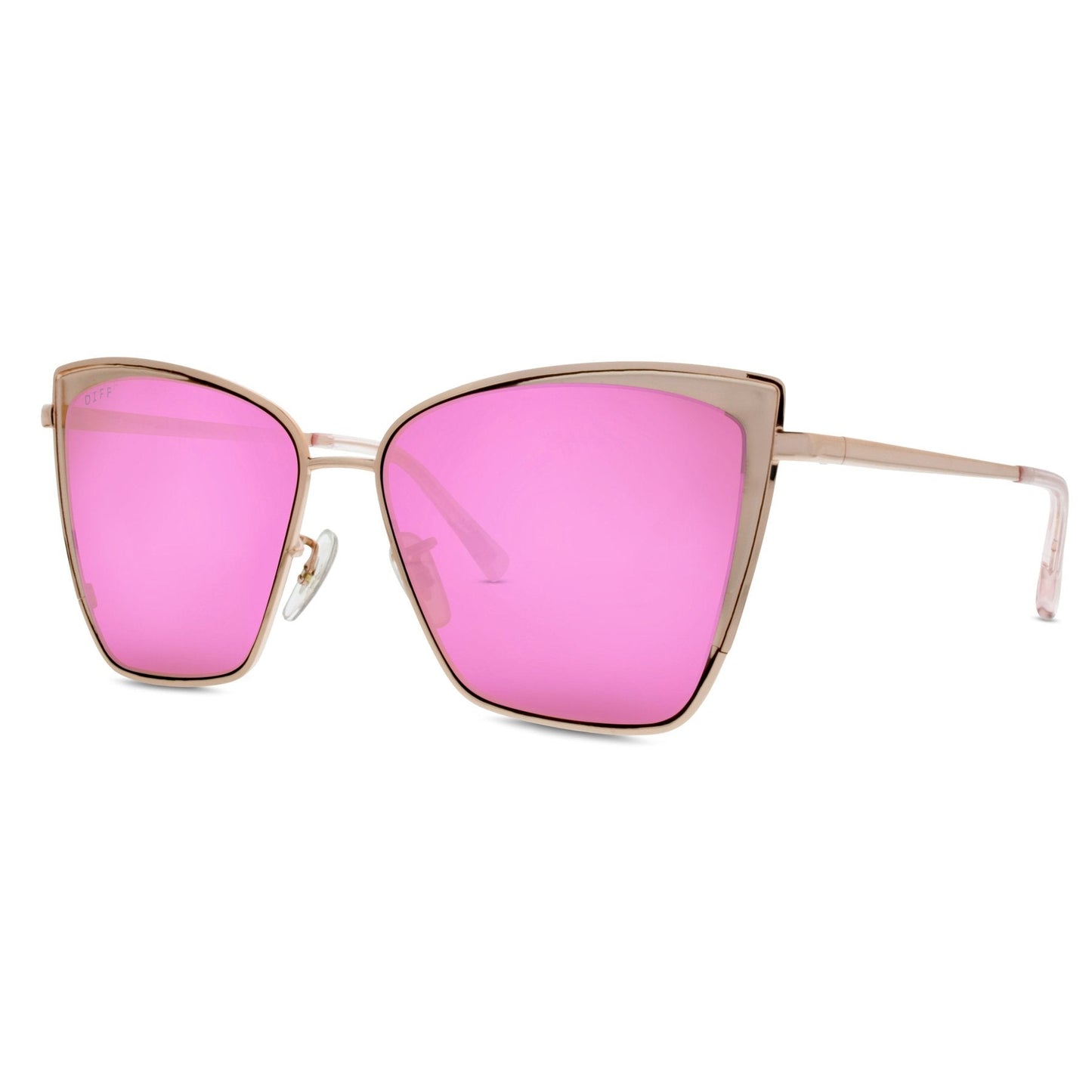 BECKY - ROSE GOLD + PINK MIRROR SUNGLASSES