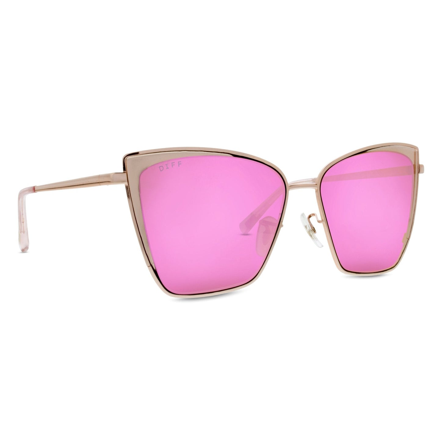 BECKY - ROSE GOLD + PINK MIRROR SUNGLASSES